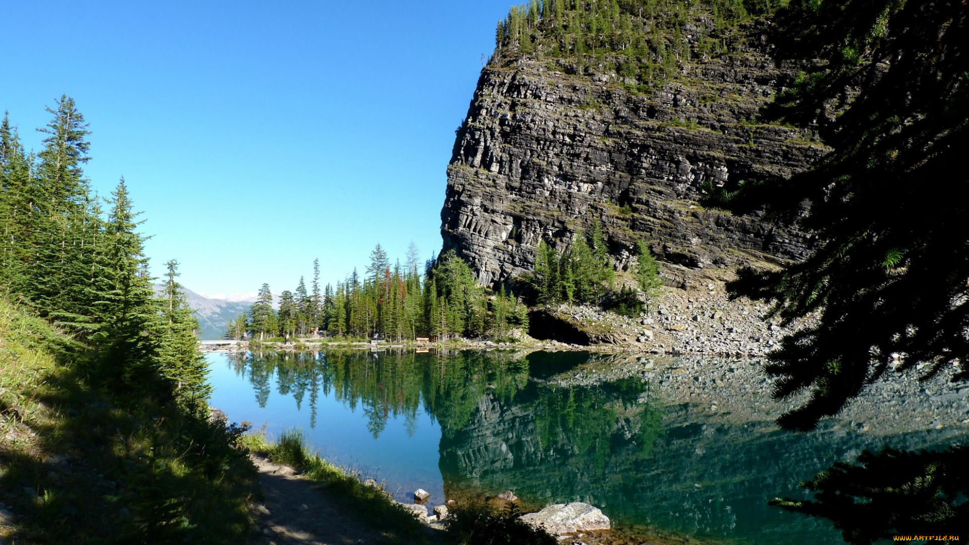 lake, agnes, природа, реки, озера, скалы, лес, озеро