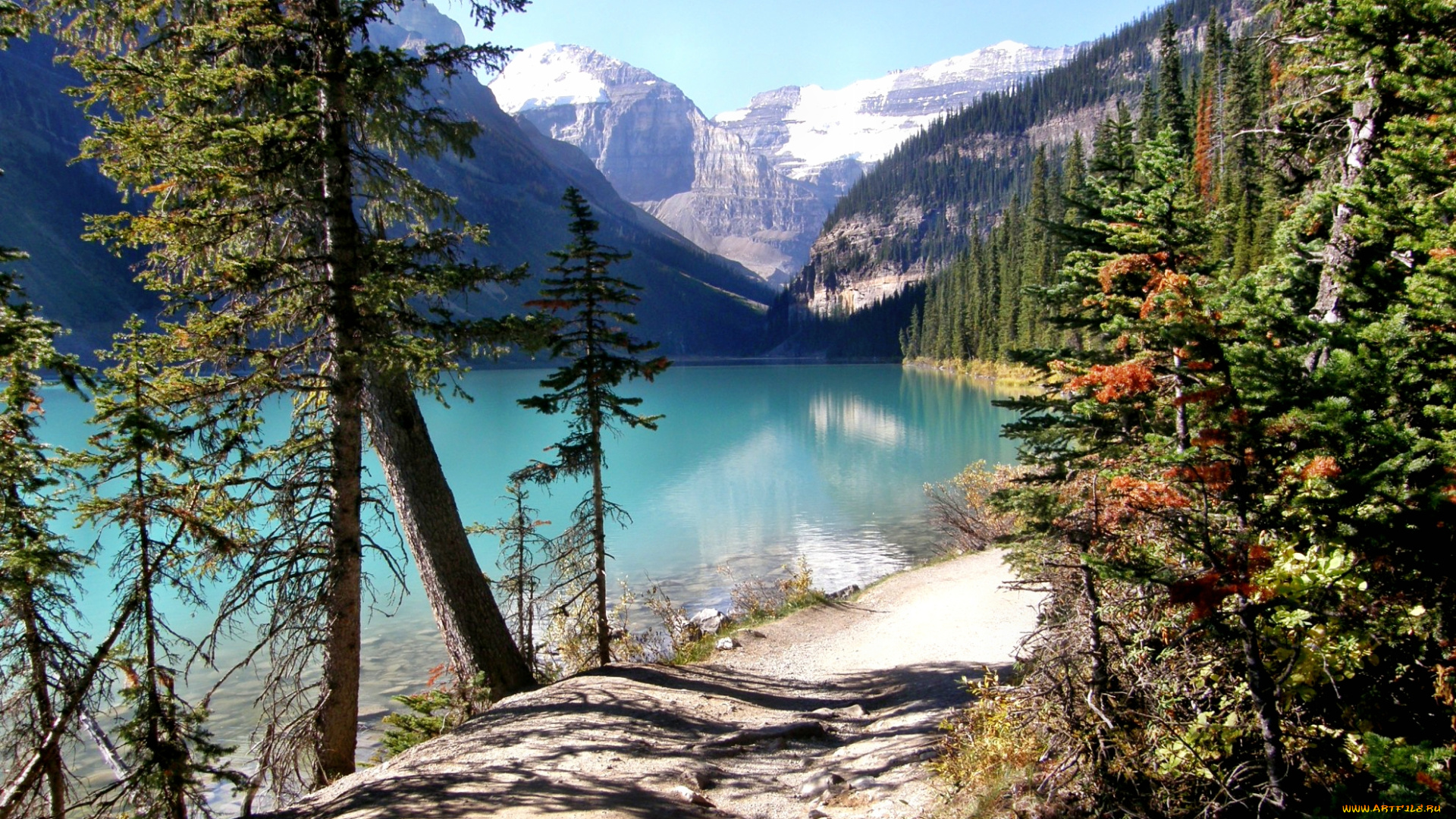 lake, louise, природа, реки, озера, тропинка, горы, лес, озеро