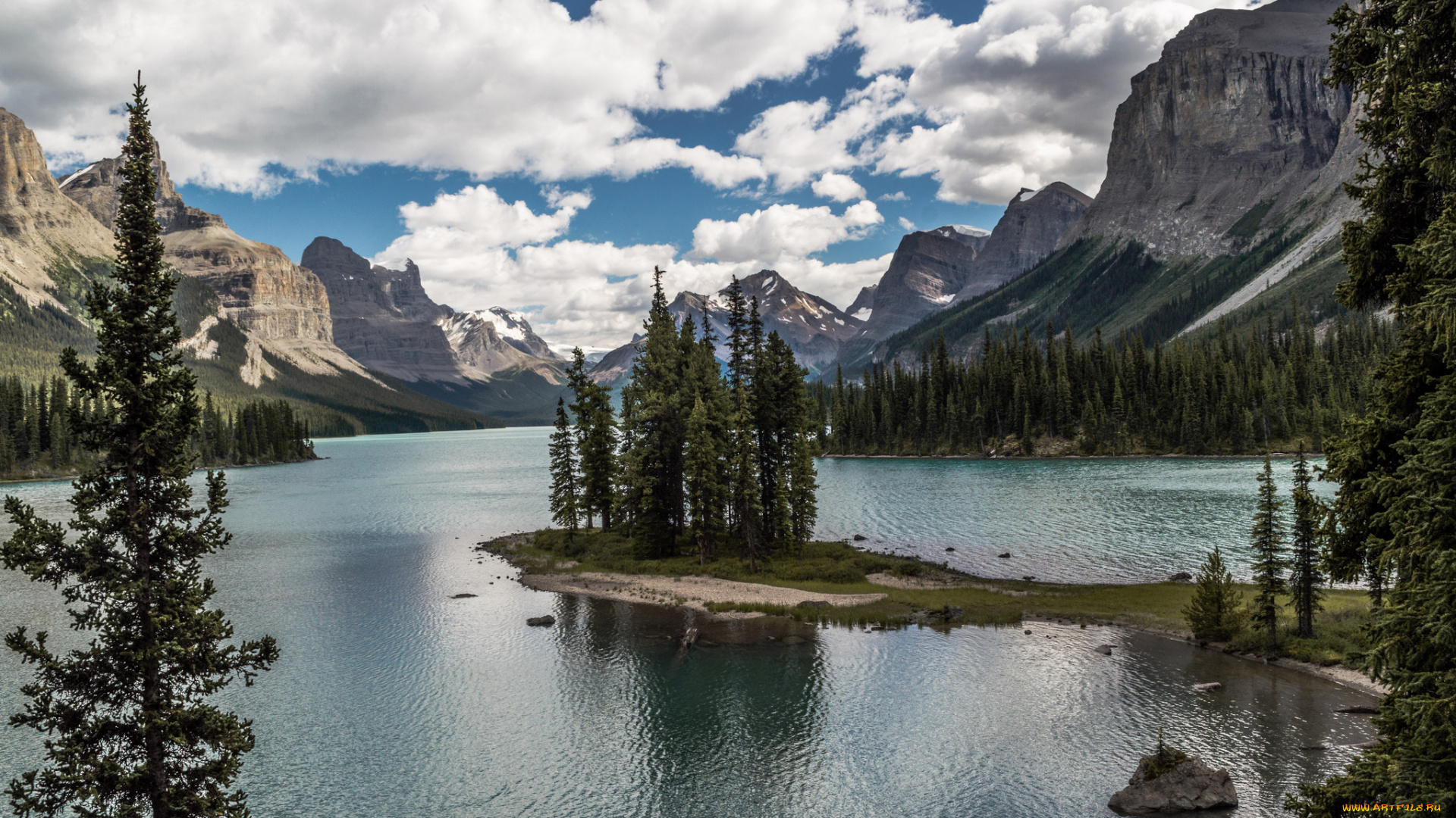 maligne, lake, jasper, national, park, alberta, canada, природа, реки, озера, джаспер, озеро, малайн, canadian, rockies, spirit, island, канадские, скалистые, горы, альберта, канада, остров, деревья