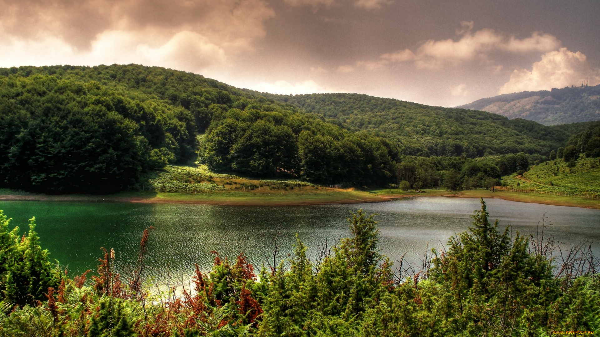 mavrovo, lake, macedonia, природа, реки, озера, тучи, панорама, озеро, леса