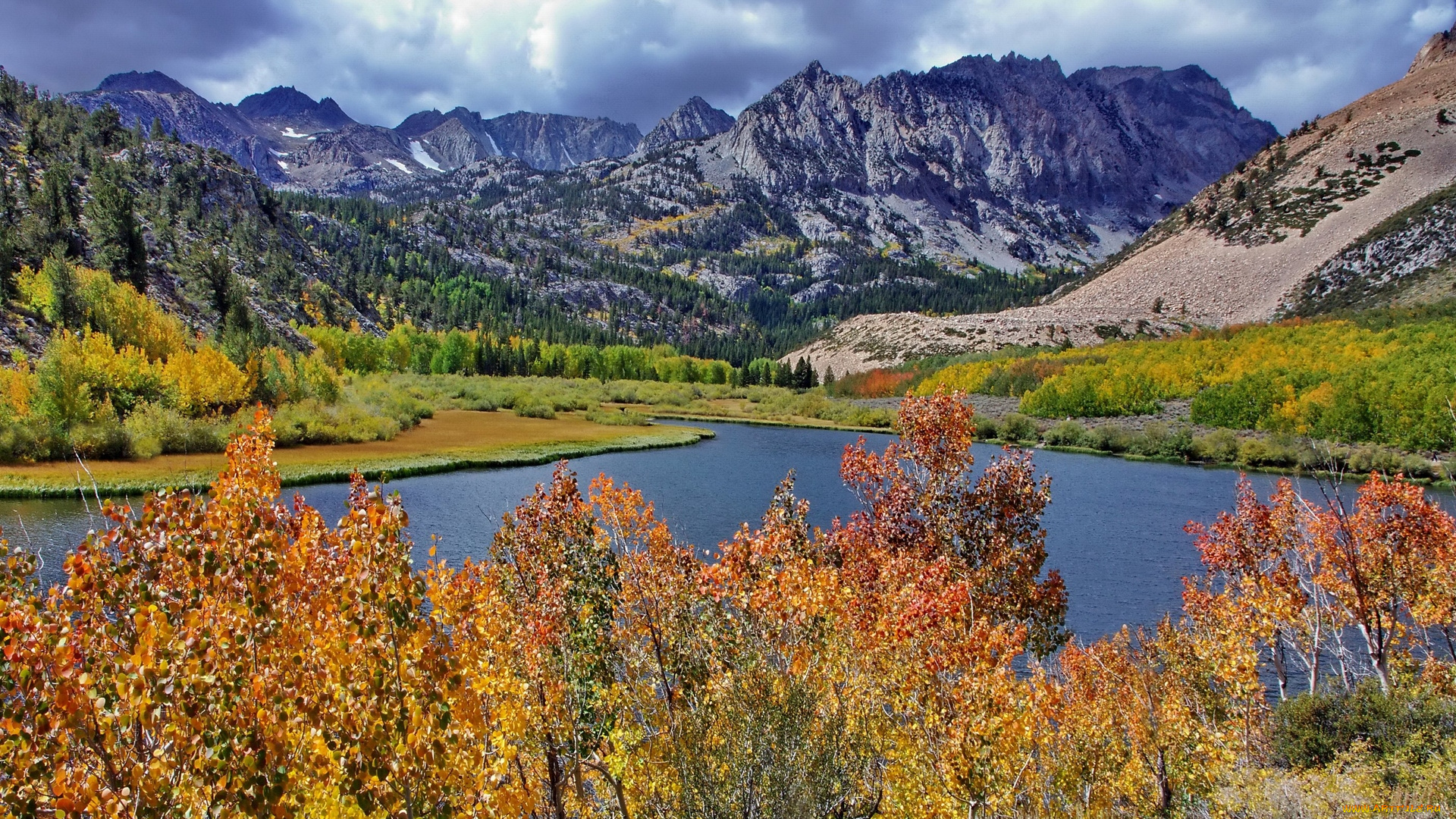 north, lake, eastern, sierra, nevada, mountains, california, природа, реки, озера, осень, горы, деревья, озеро, калифорния