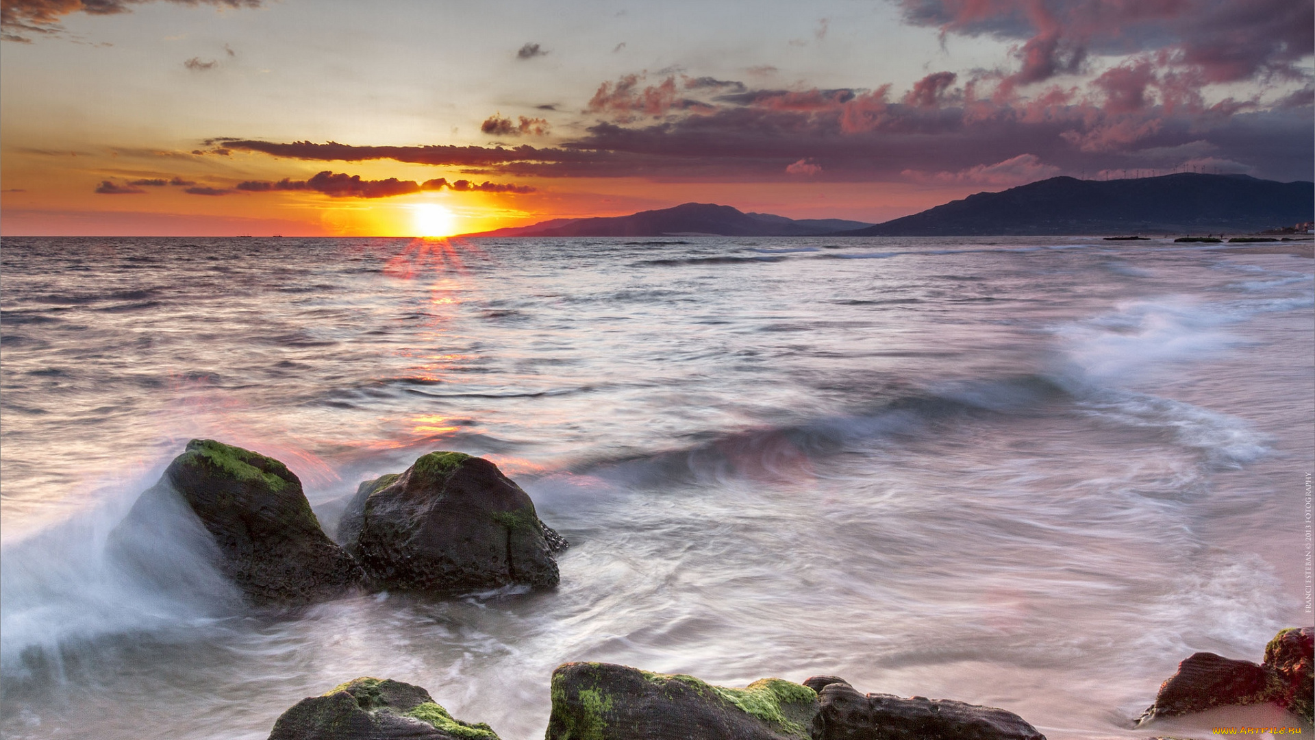 природа, побережье, берег, закат, море