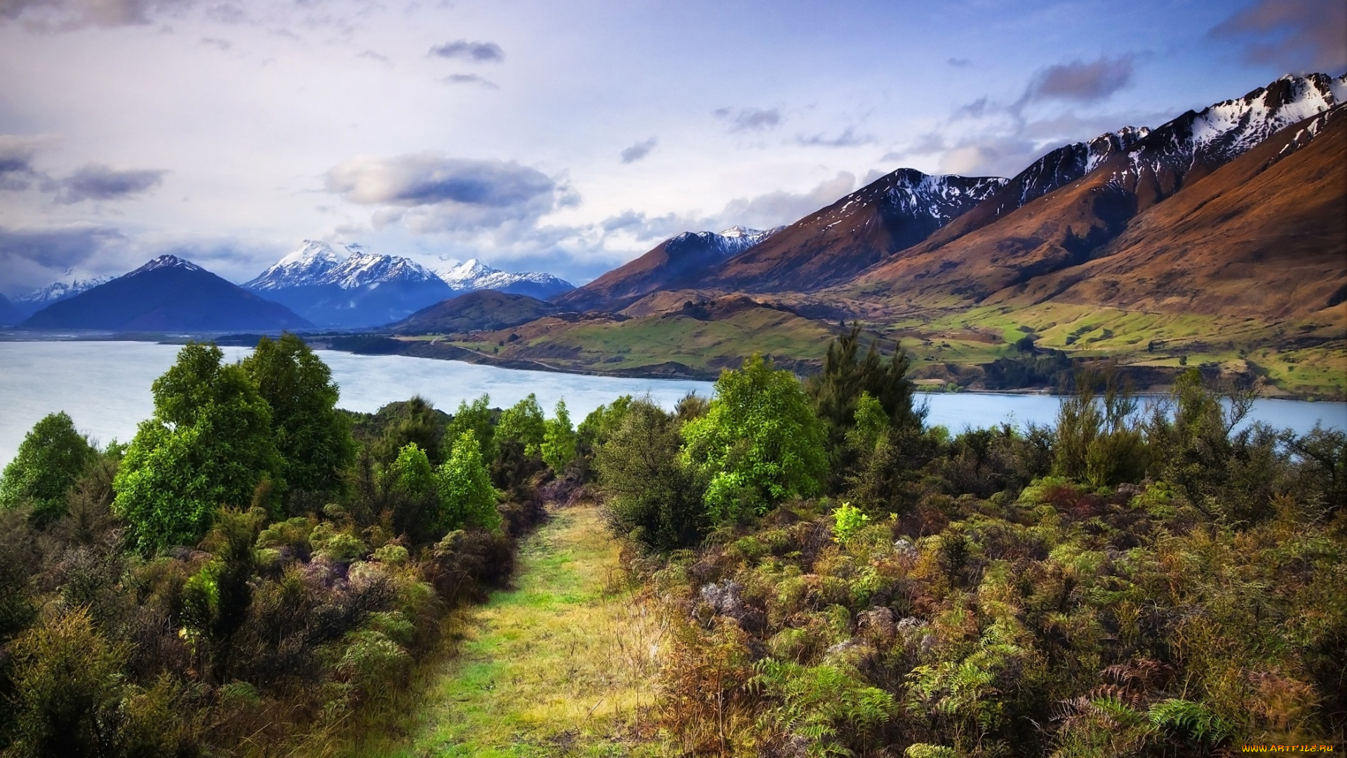 природа, реки, озера, простор, тучи, горы, лес, река, краски, осень