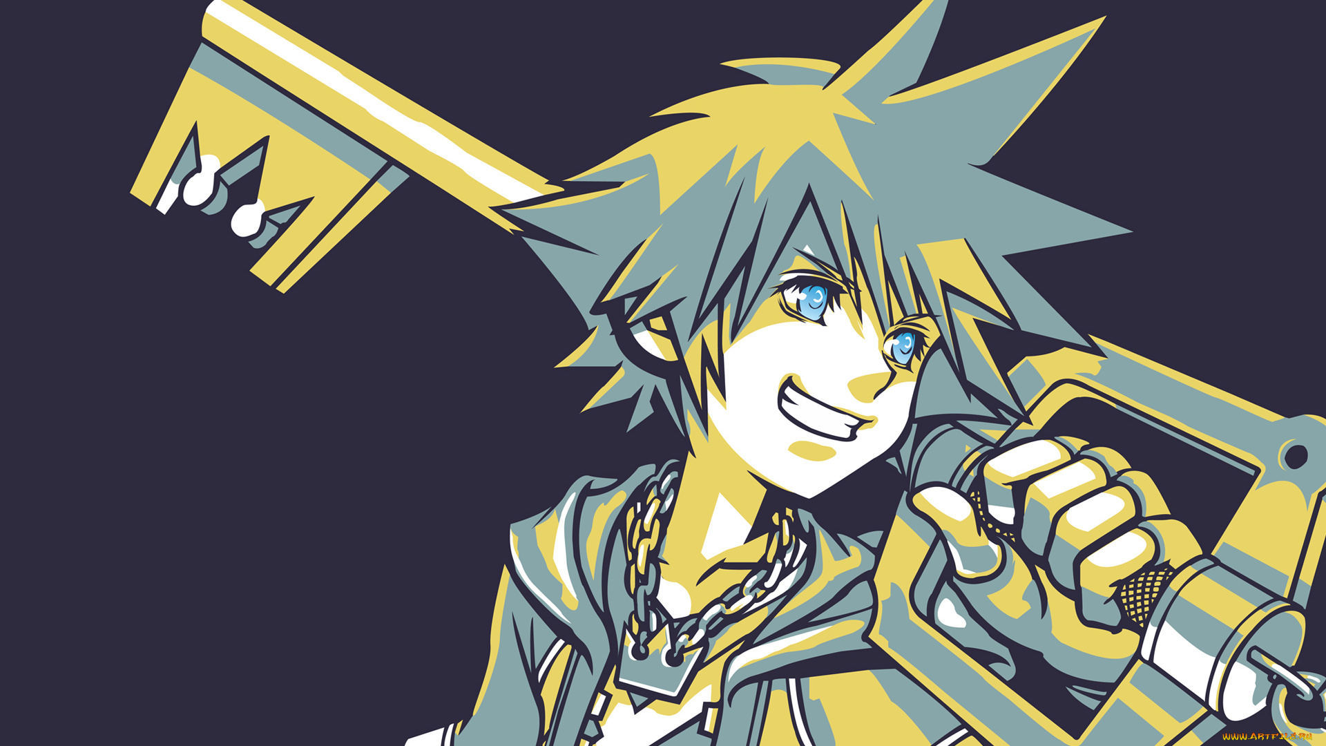 sora, аниме, kingdom, hearts, мальчик, ключ