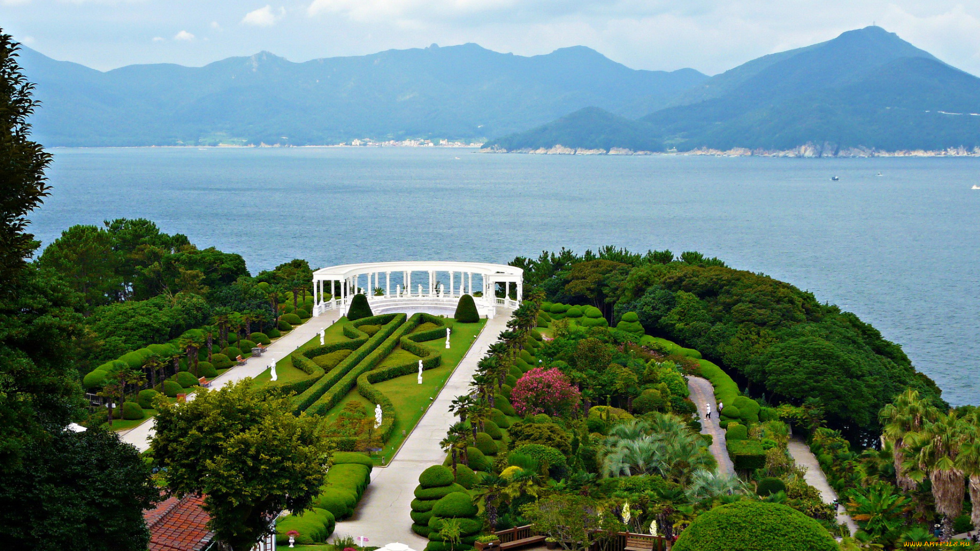 южная, корея, оedo, botanical, gardens, природа, парк, растения, море