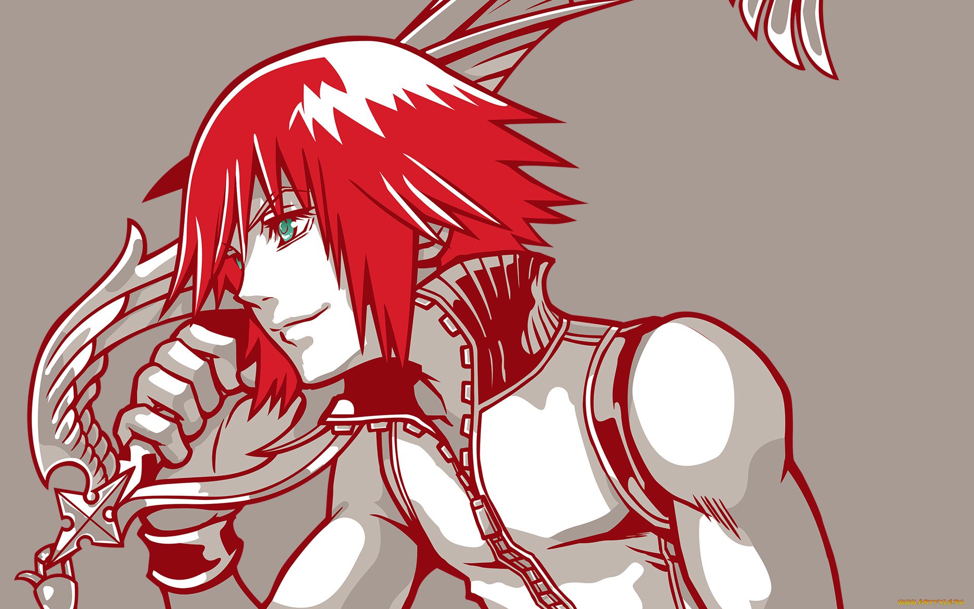 riku, аниме, kingdom, hearts, парень, меч