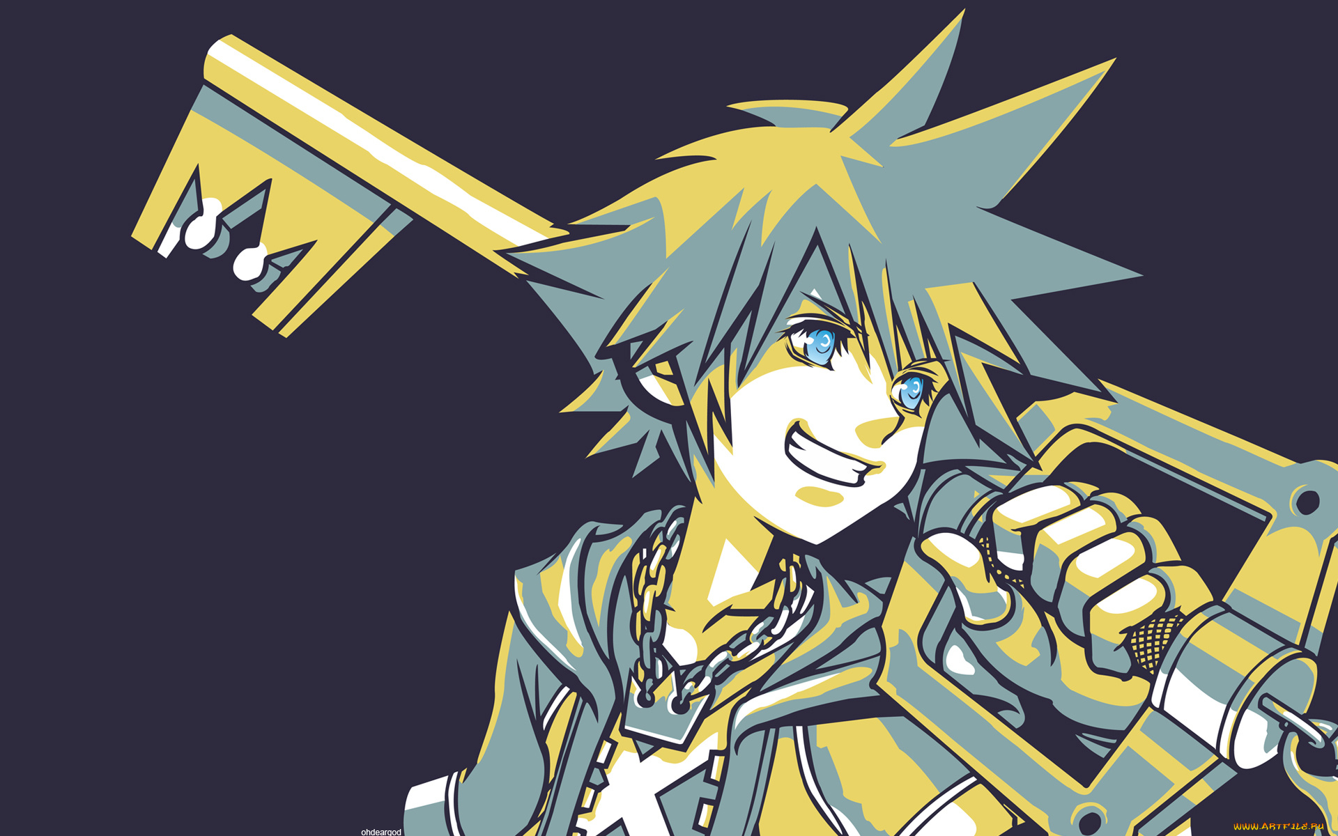 sora, аниме, kingdom, hearts, мальчик, ключ
