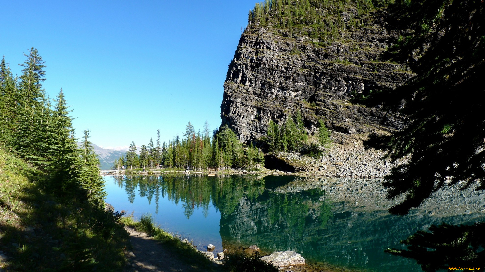 lake, agnes, природа, реки, озера, скалы, лес, озеро