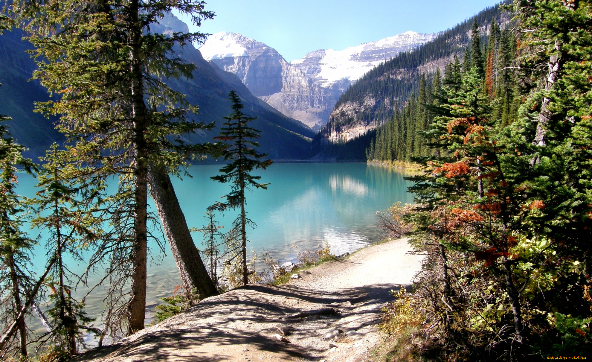 lake, louise, природа, реки, озера, тропинка, горы, лес, озеро
