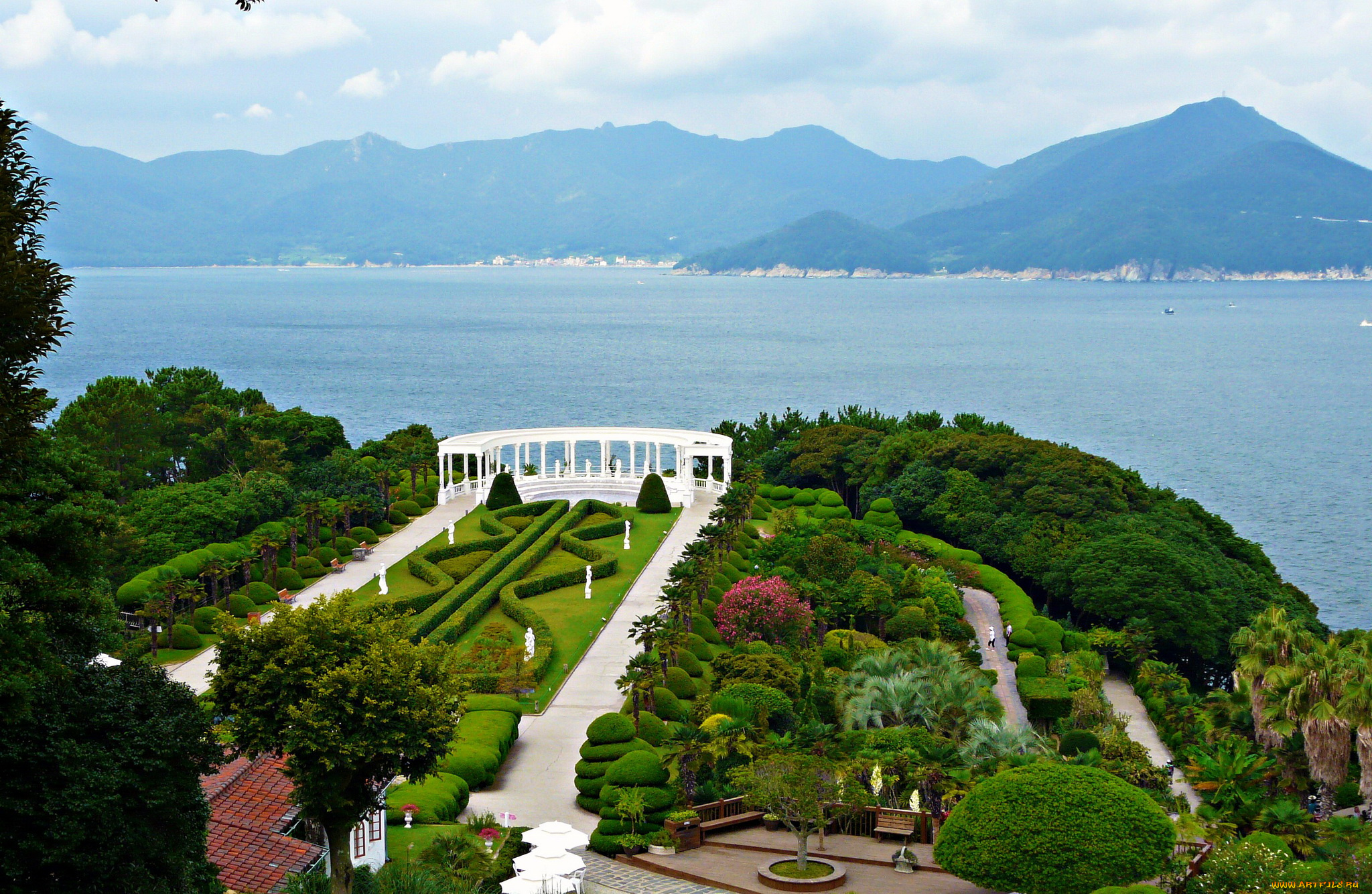 южная, корея, оedo, botanical, gardens, природа, парк, растения, море