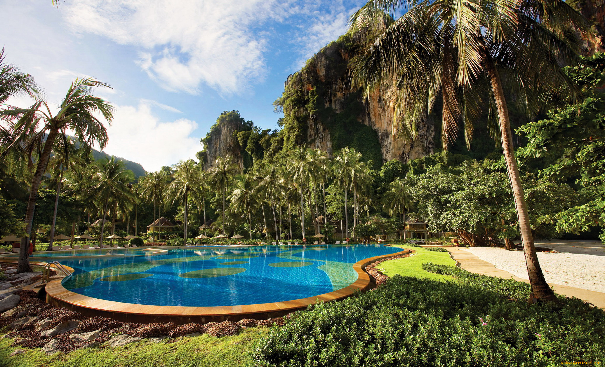 остров, krabi, таиланд, интерьер, бассейны, открытые, площадки, курорт, тропики, горы, бассейн