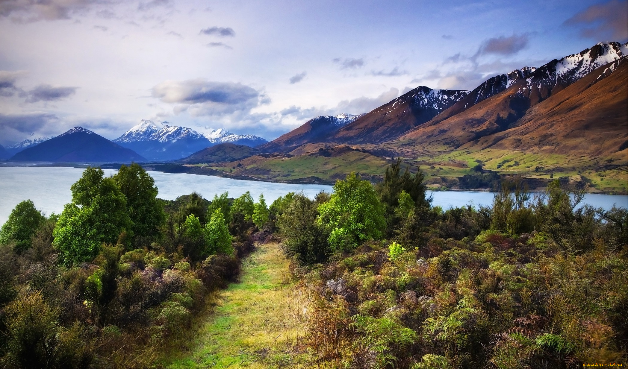 природа, реки, озера, простор, тучи, горы, лес, река, краски, осень