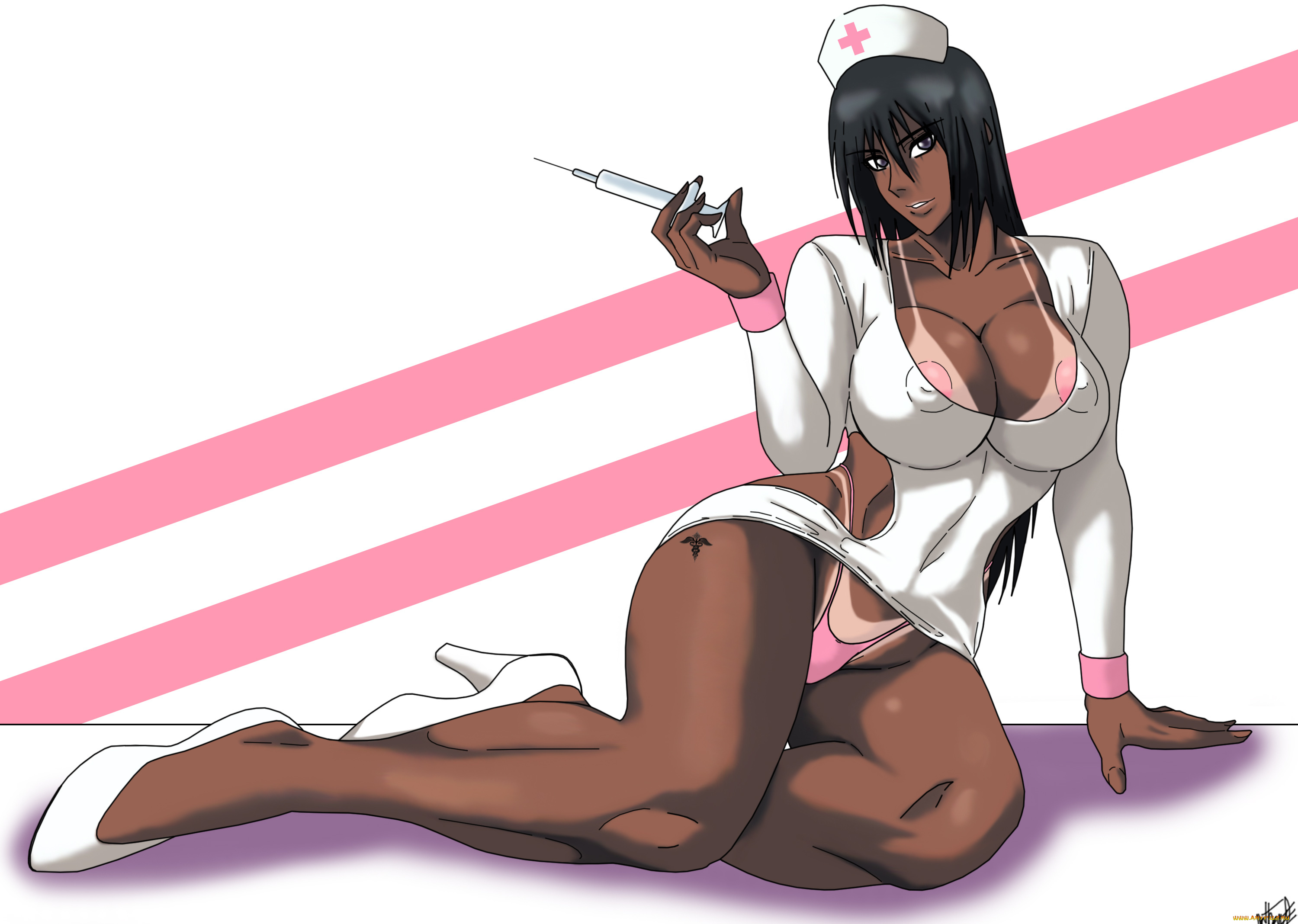 рисованные, люди, девушка, медсестра