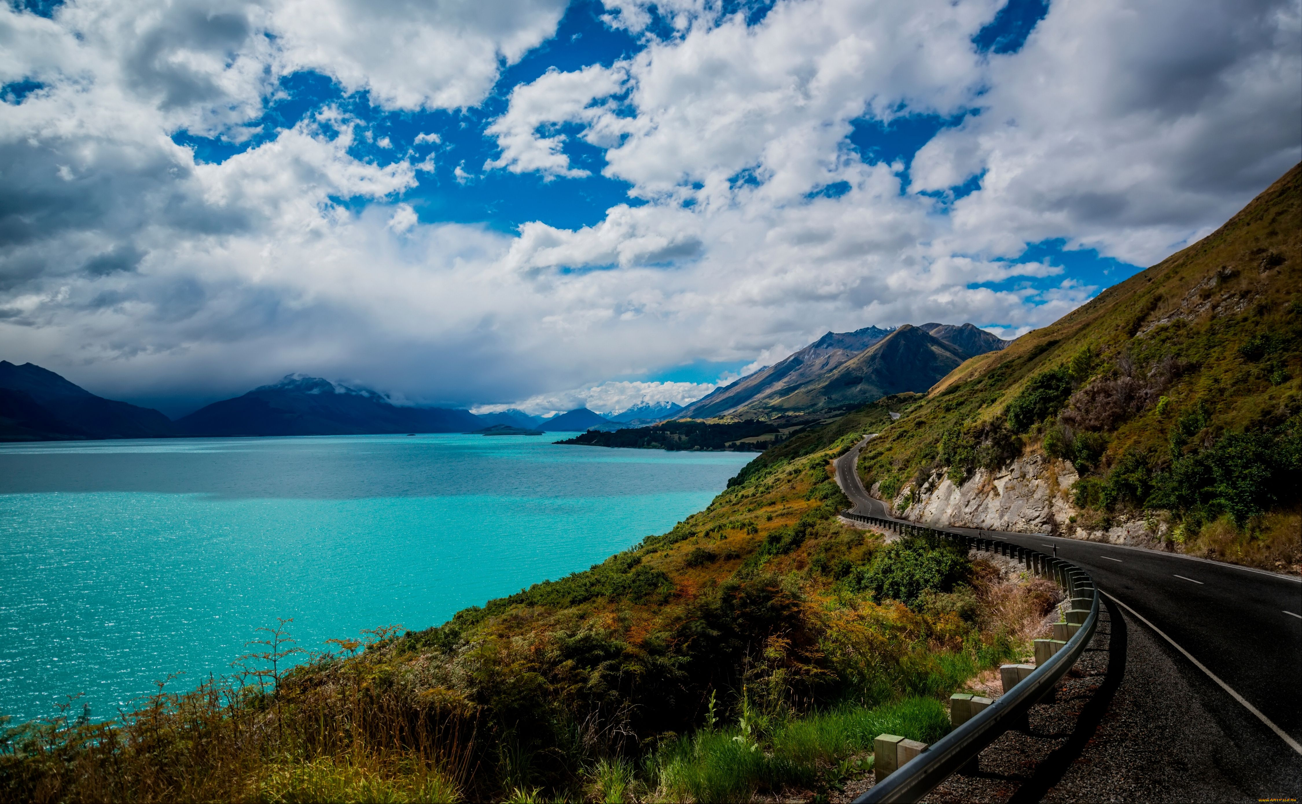 lake, wakatipu, queenstown, new, zealand, природа, реки, озера, облака, куинстаун, новая, зеландия, озеро, уакатипу, дорога, горы