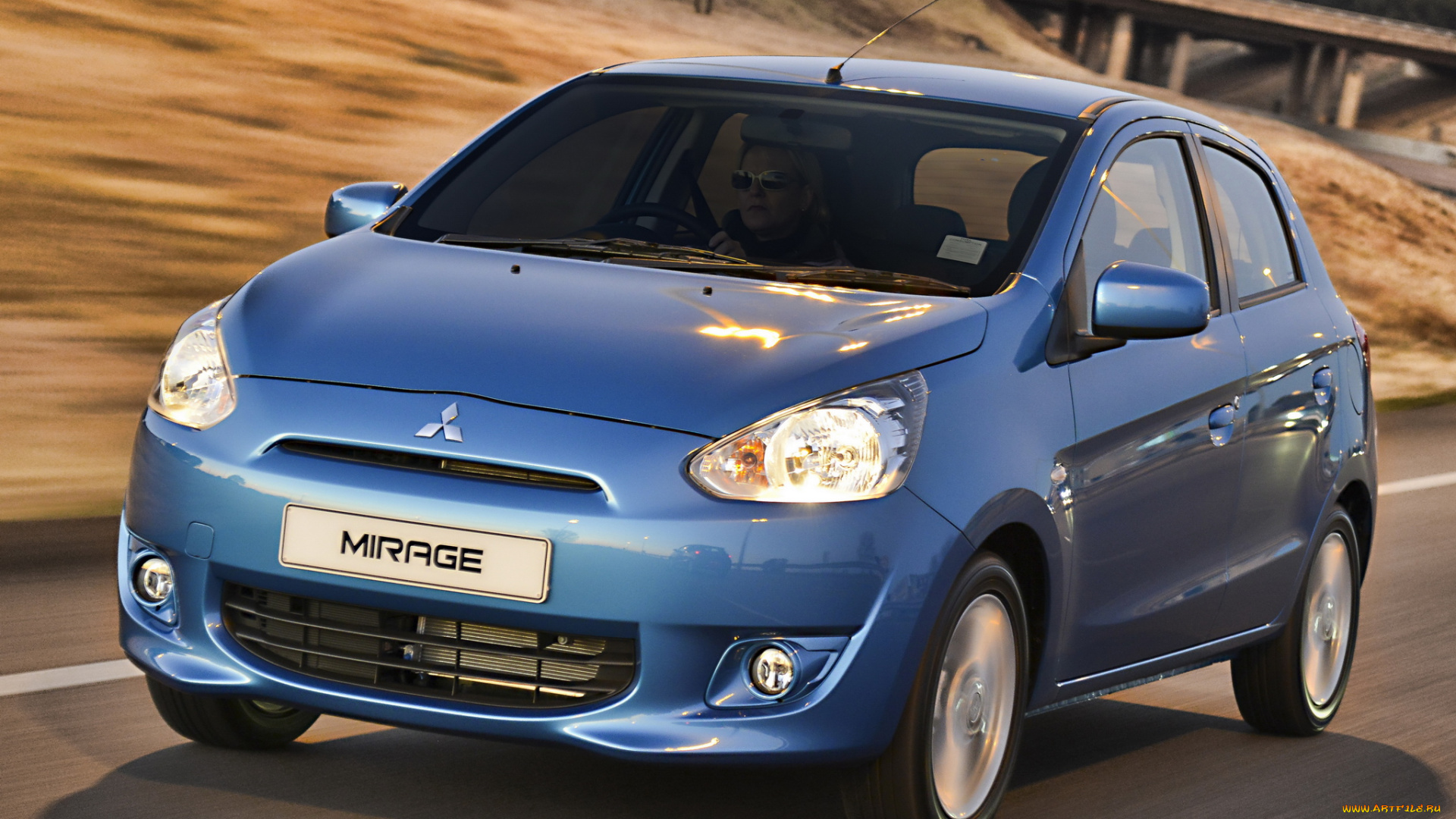 автомобили, mitsubishi, синий, 2014г, za-spec, mirage