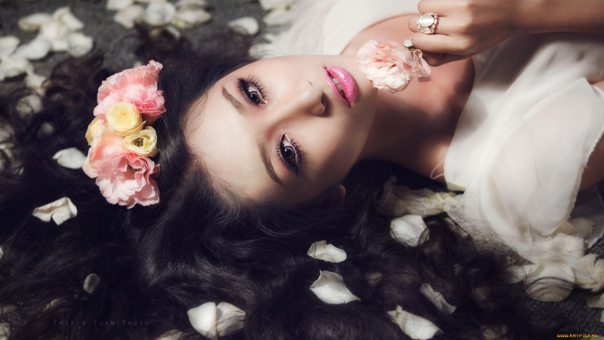 девушки, kelly, khoa, nguyen, лепестки