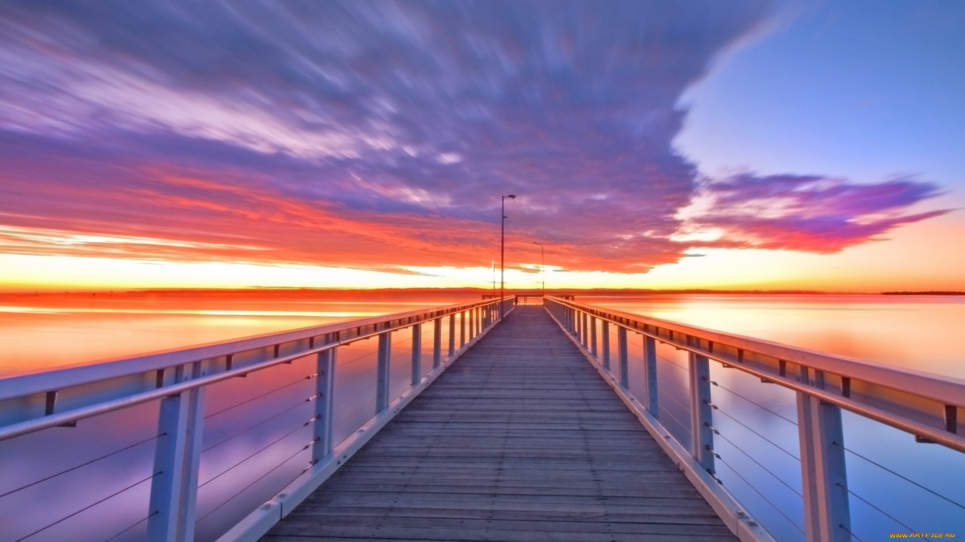 природа, восходы, закаты, вода, небо, закат, мост