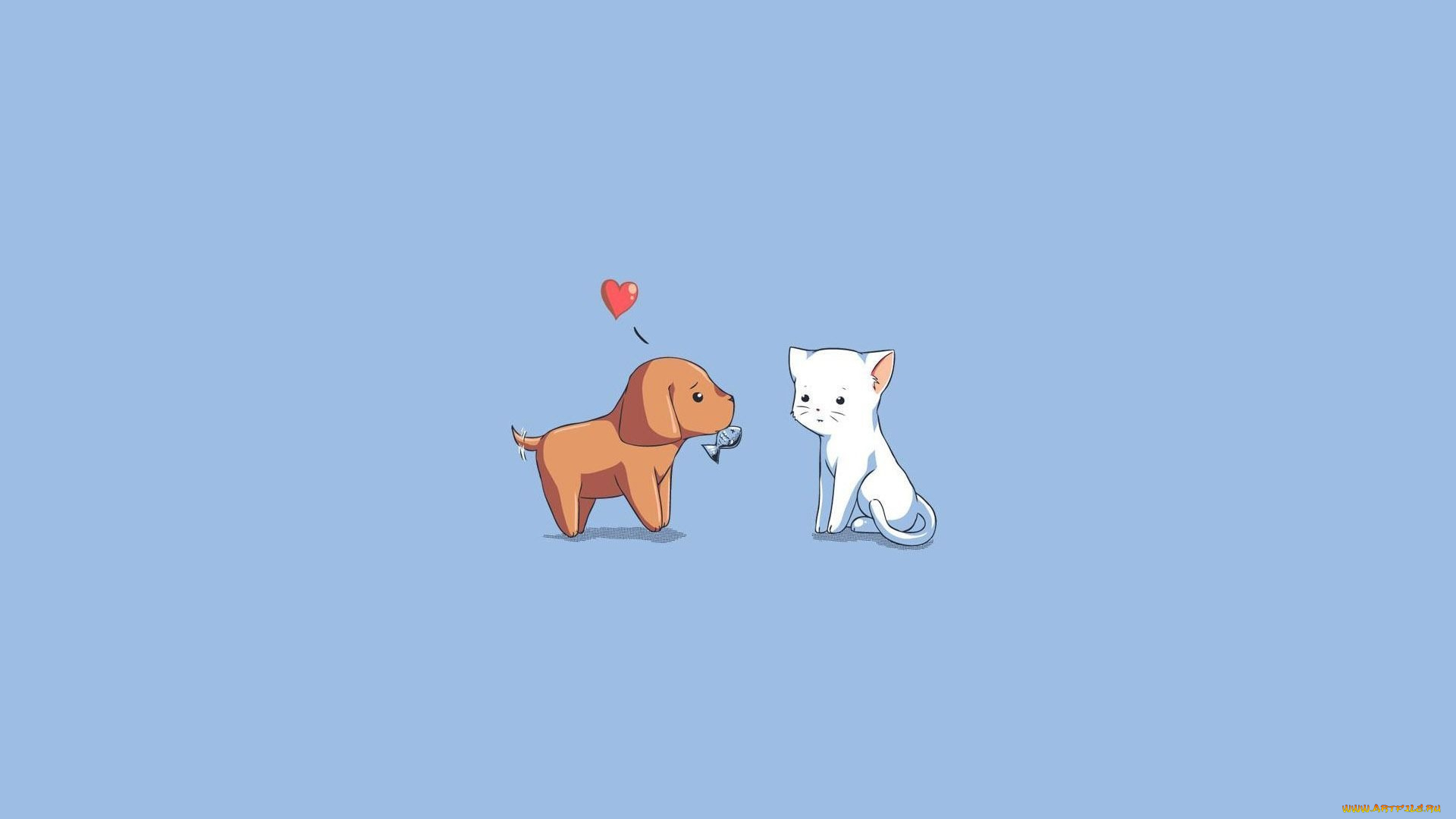 рисованные, минимализм, щенок, котенок