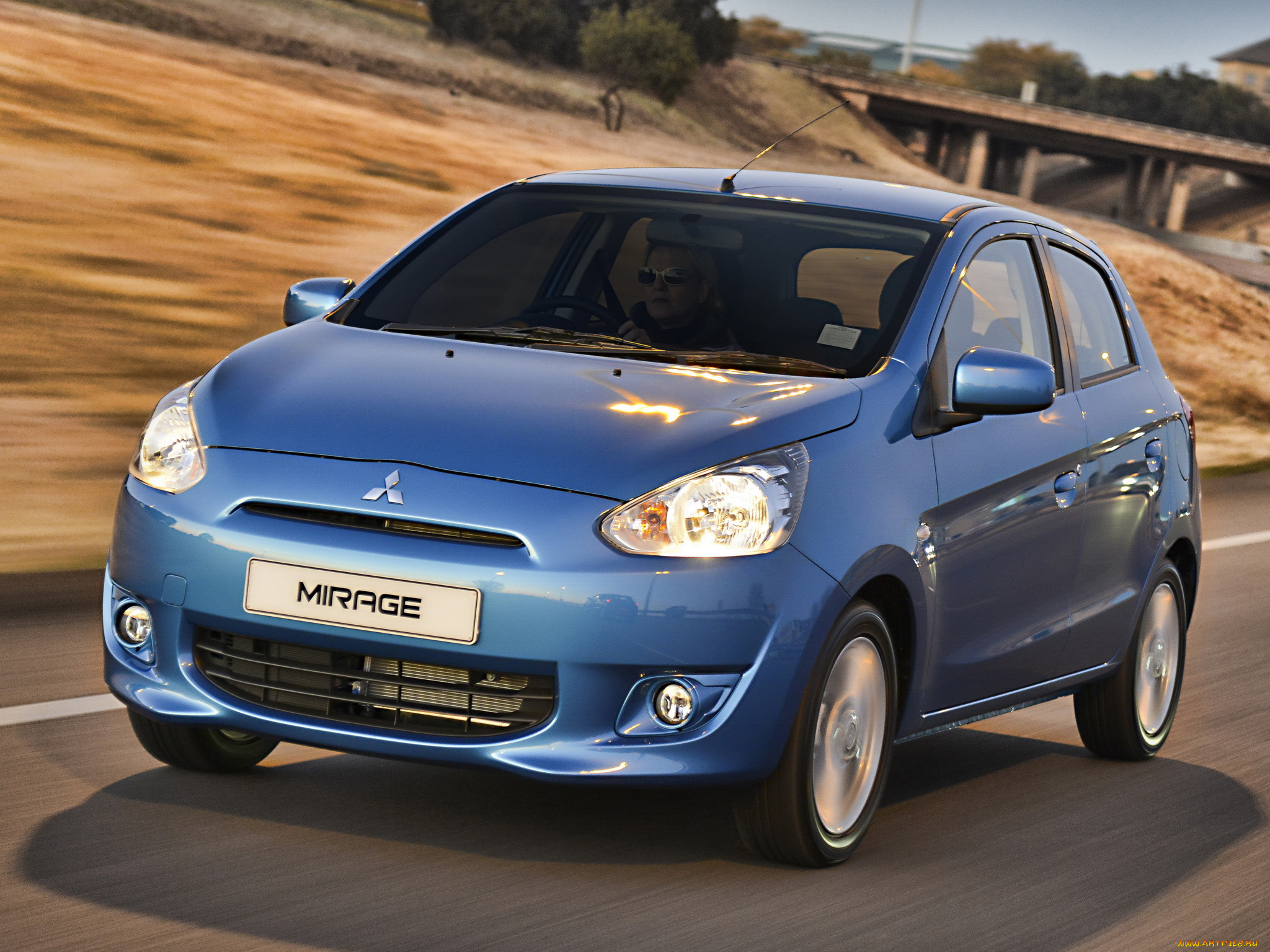 автомобили, mitsubishi, синий, 2014г, za-spec, mirage