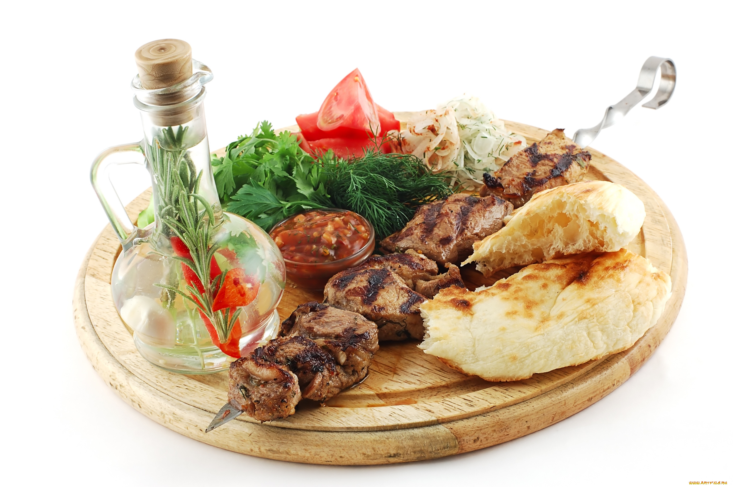 еда, шашлык, , барбекю, водка, зелень, мясо, соус