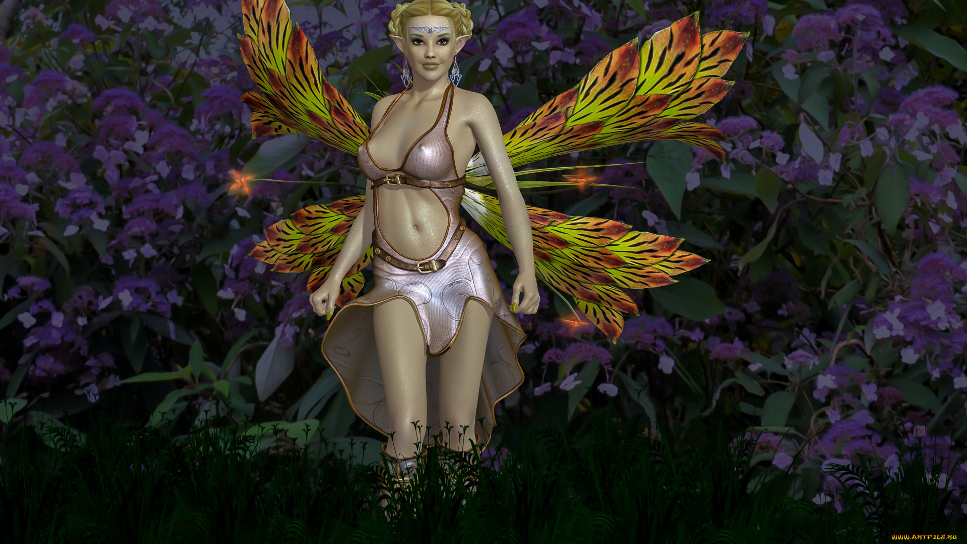 3д, графика, эльфы, , elves, эльфийка, фон, взгляд