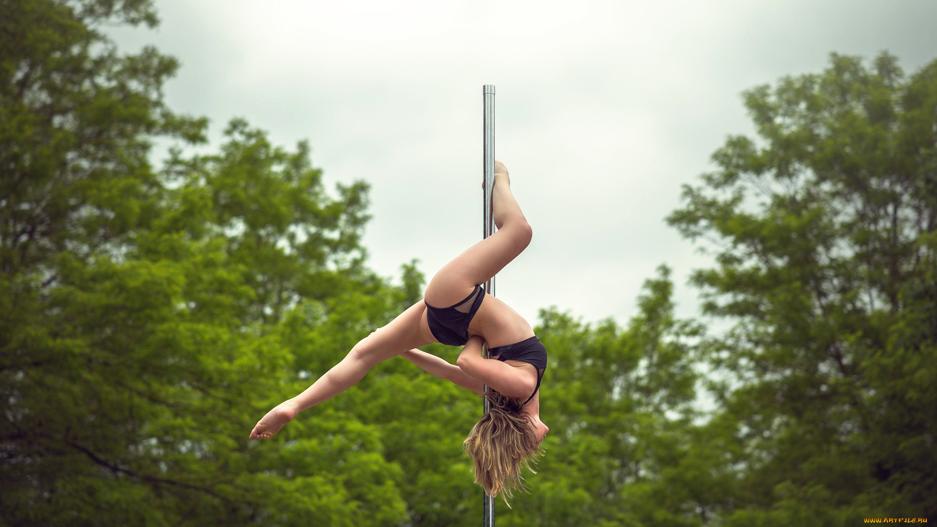 спорт, гимнастика, шест, девушка, спортивная, акробатика