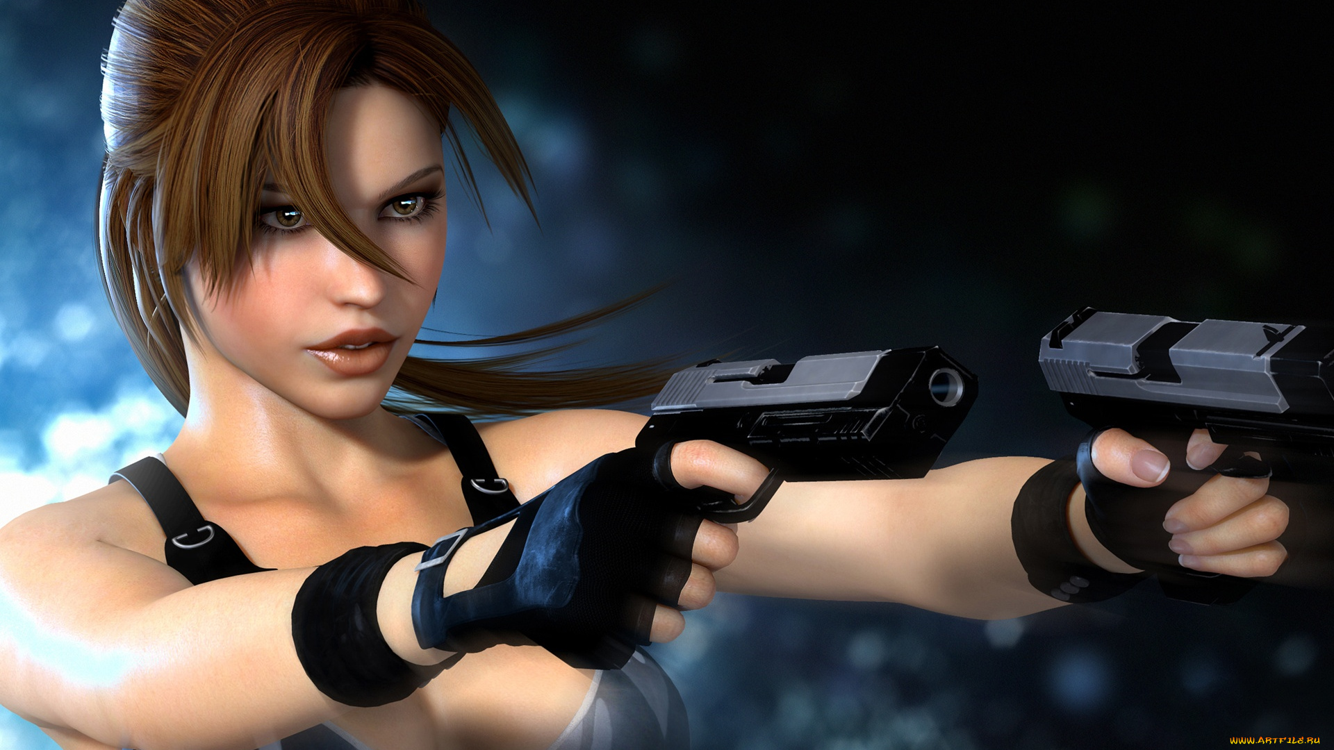 3д, графика, люди, , people, пистолеты, оружие, девушка, лара, крофт