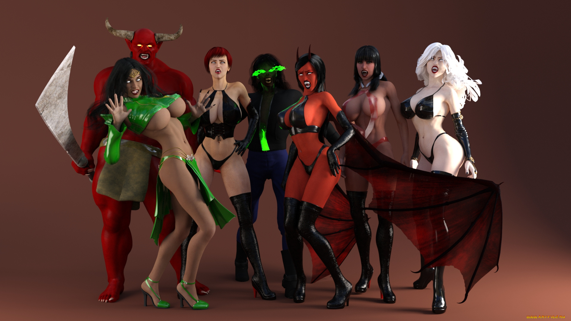 3д, графика, существа, , creatures, униформа, взгляд, существо, фон, девушки