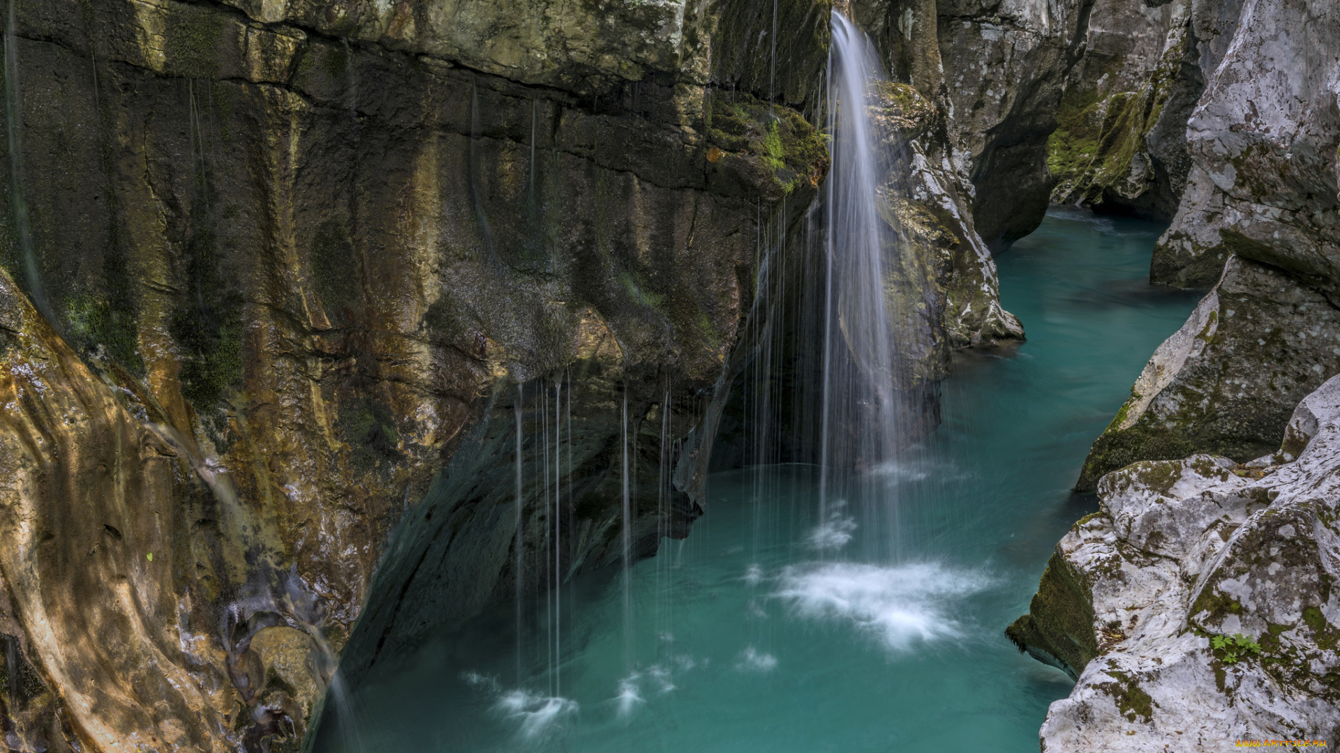 природа, водопады, вода, голубая, река, скалы, водопад