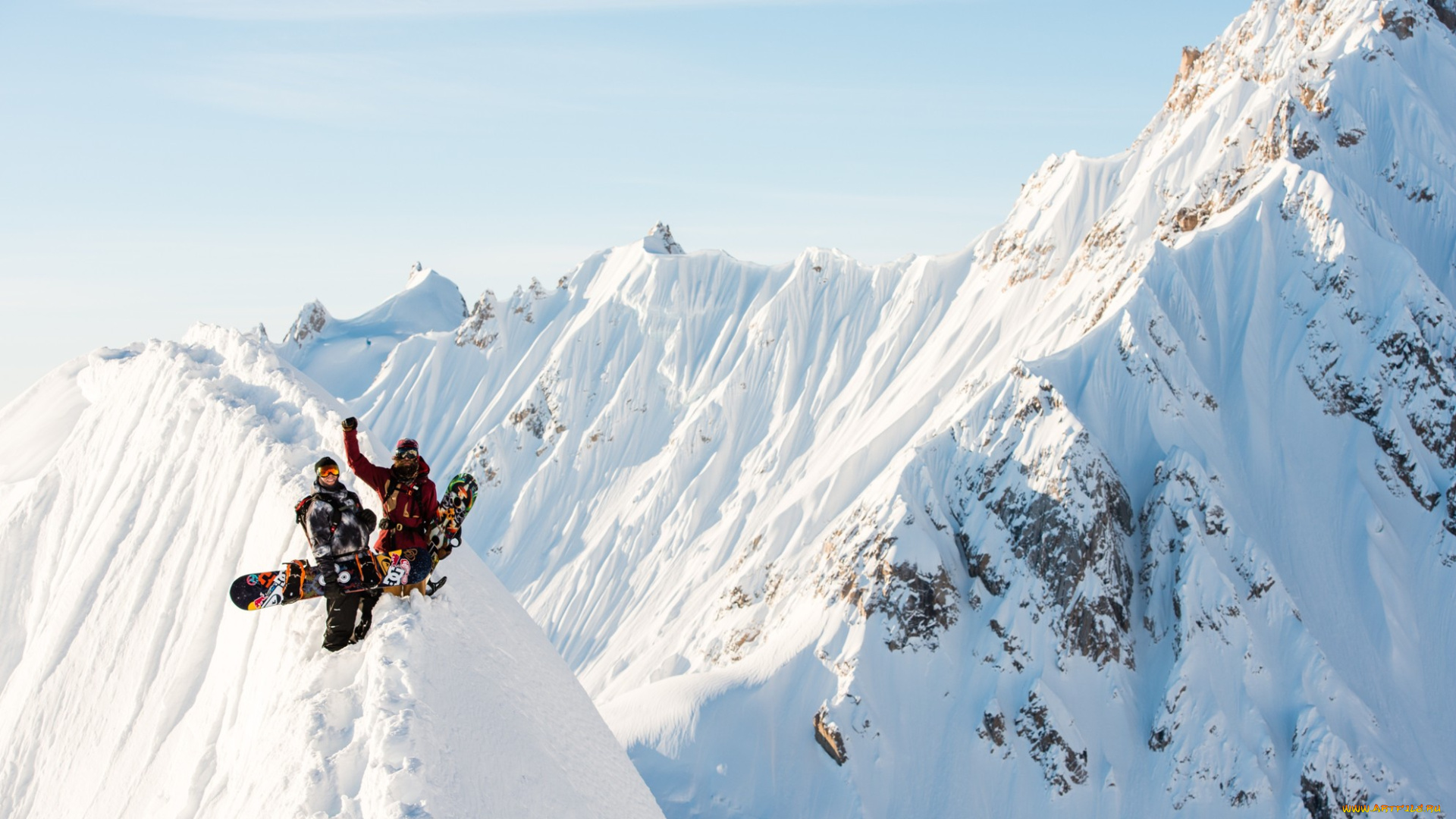 спорт, сноуборд, горы, снег, люди