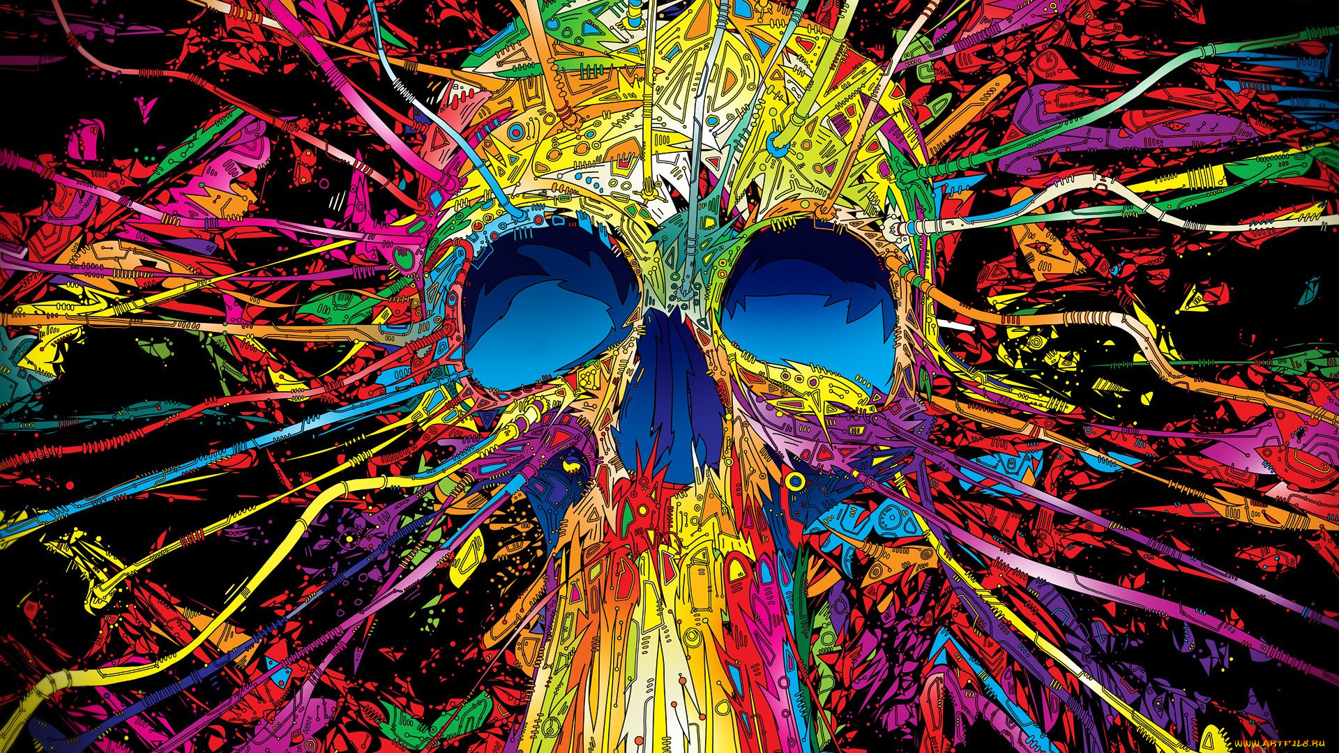 векторная, графика, другое, , other, яркость, психоделика, череп