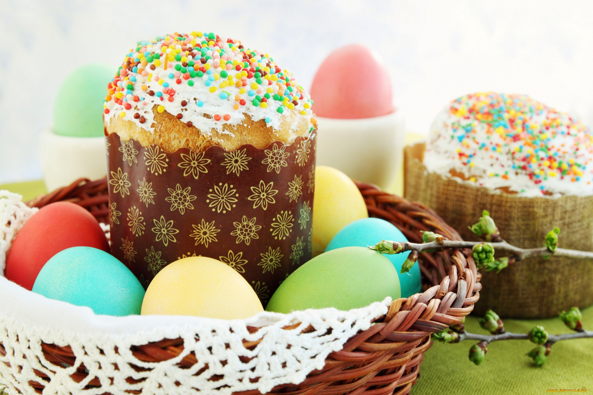 праздничные, пасха, кулич, глазурь, яйца, крашенки
