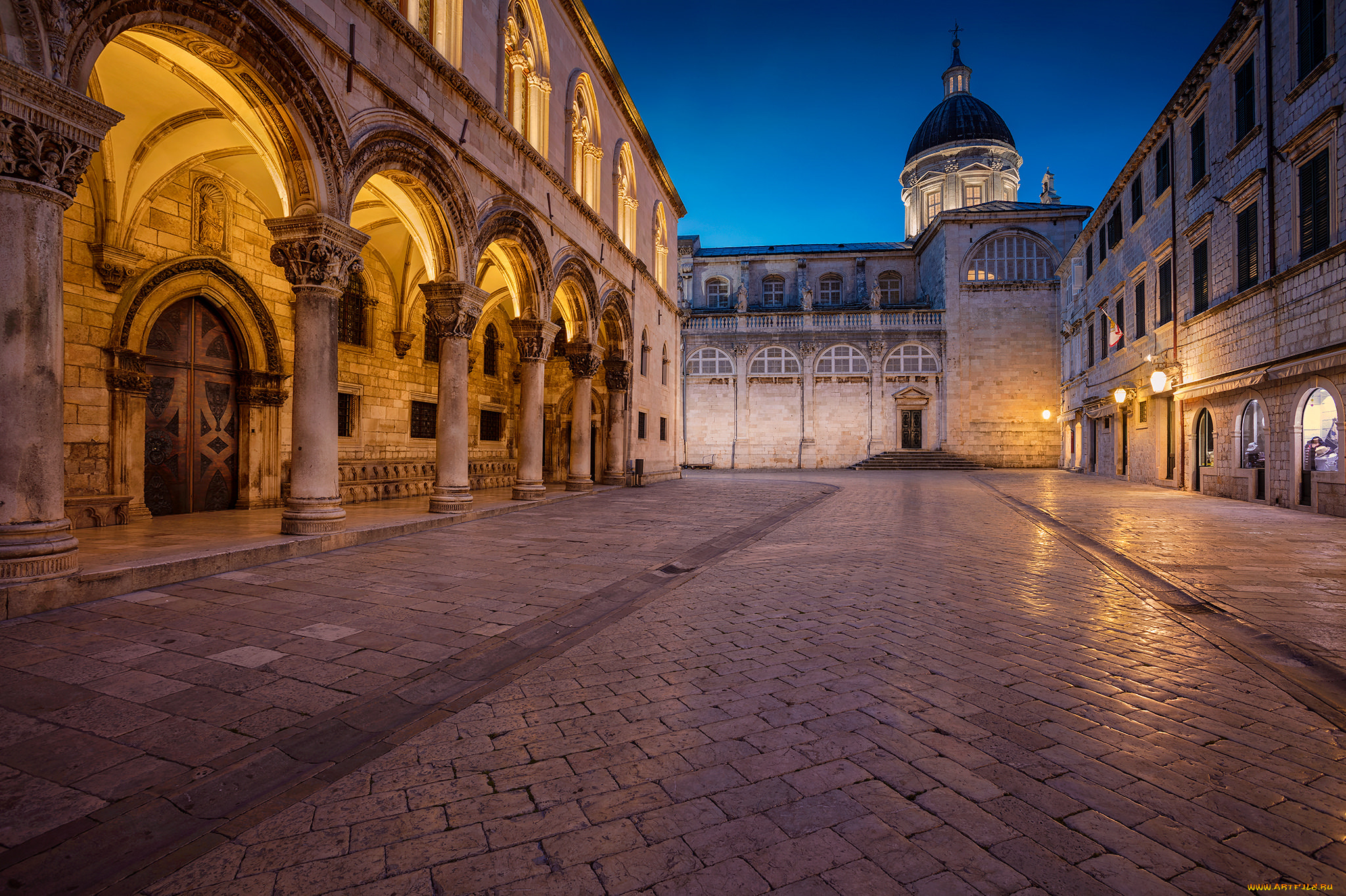 dubrovnik, города, дубровник, , хорватия, огни, ночь