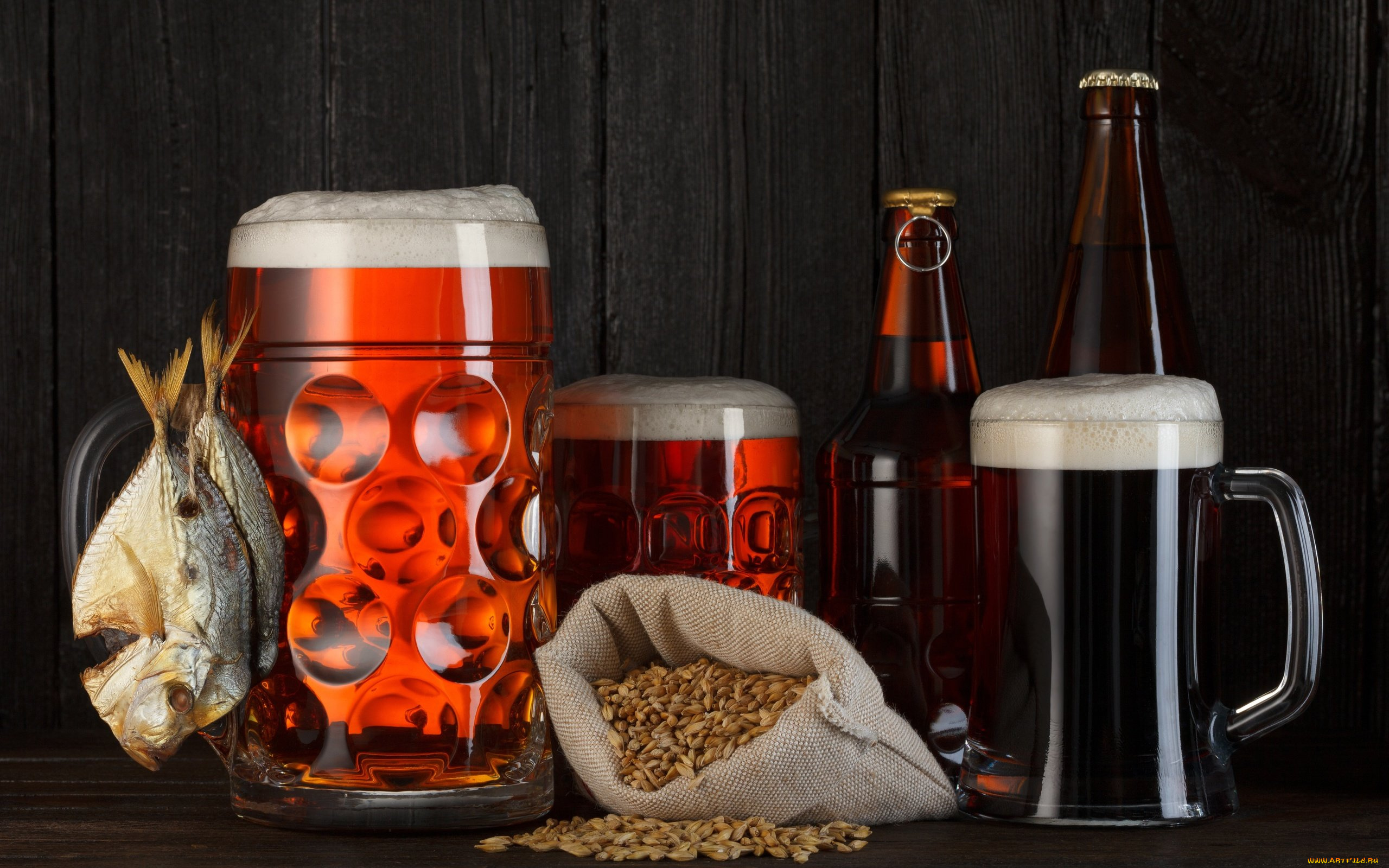 еда, напитки, , пиво, зерна, рыбы, кружки, черный, фон, пена, бутылки, пиво