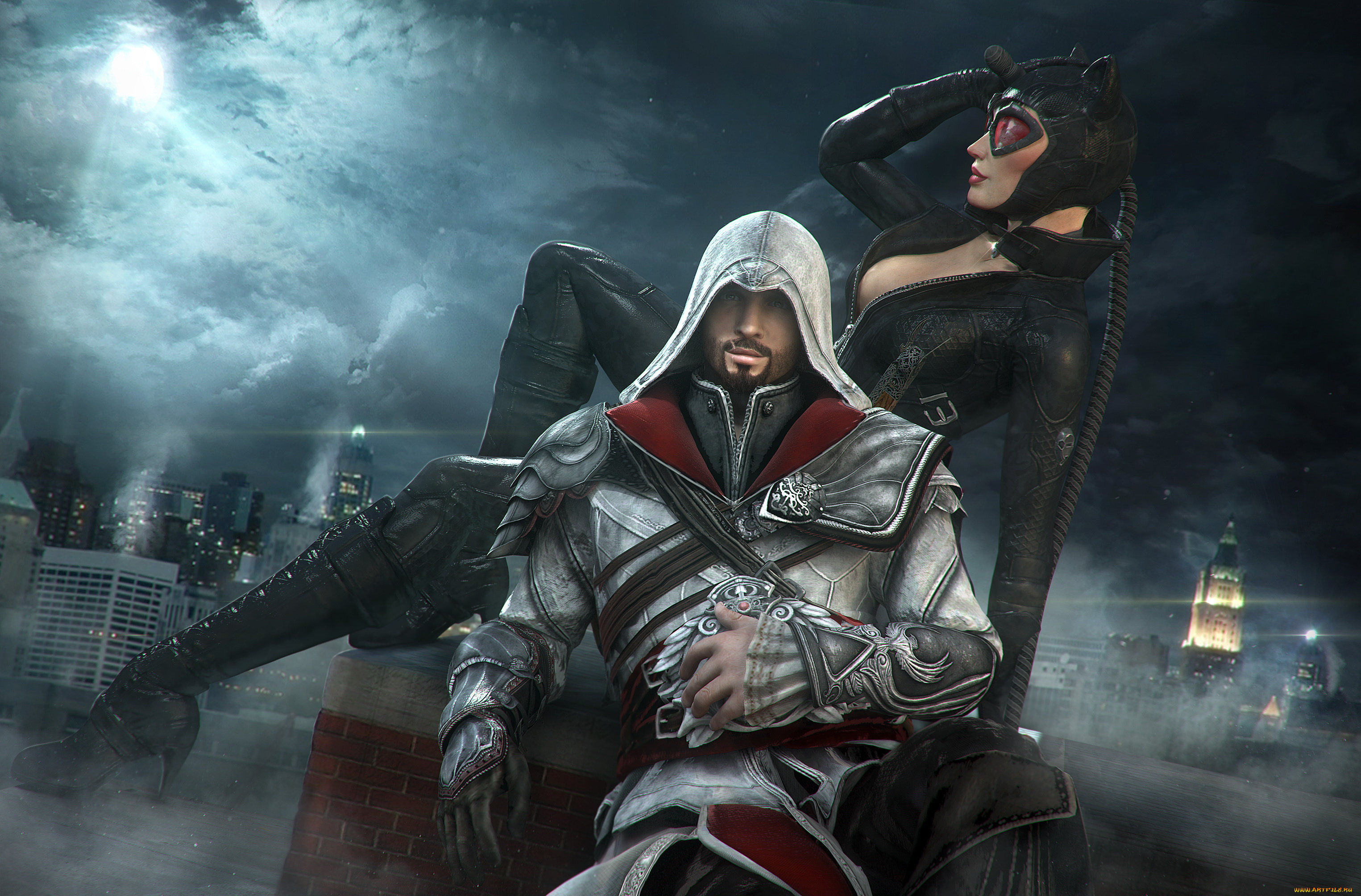 3д, графика, фантазия, , fantasy, мужчина, девушка, униформа, взгляд, фон