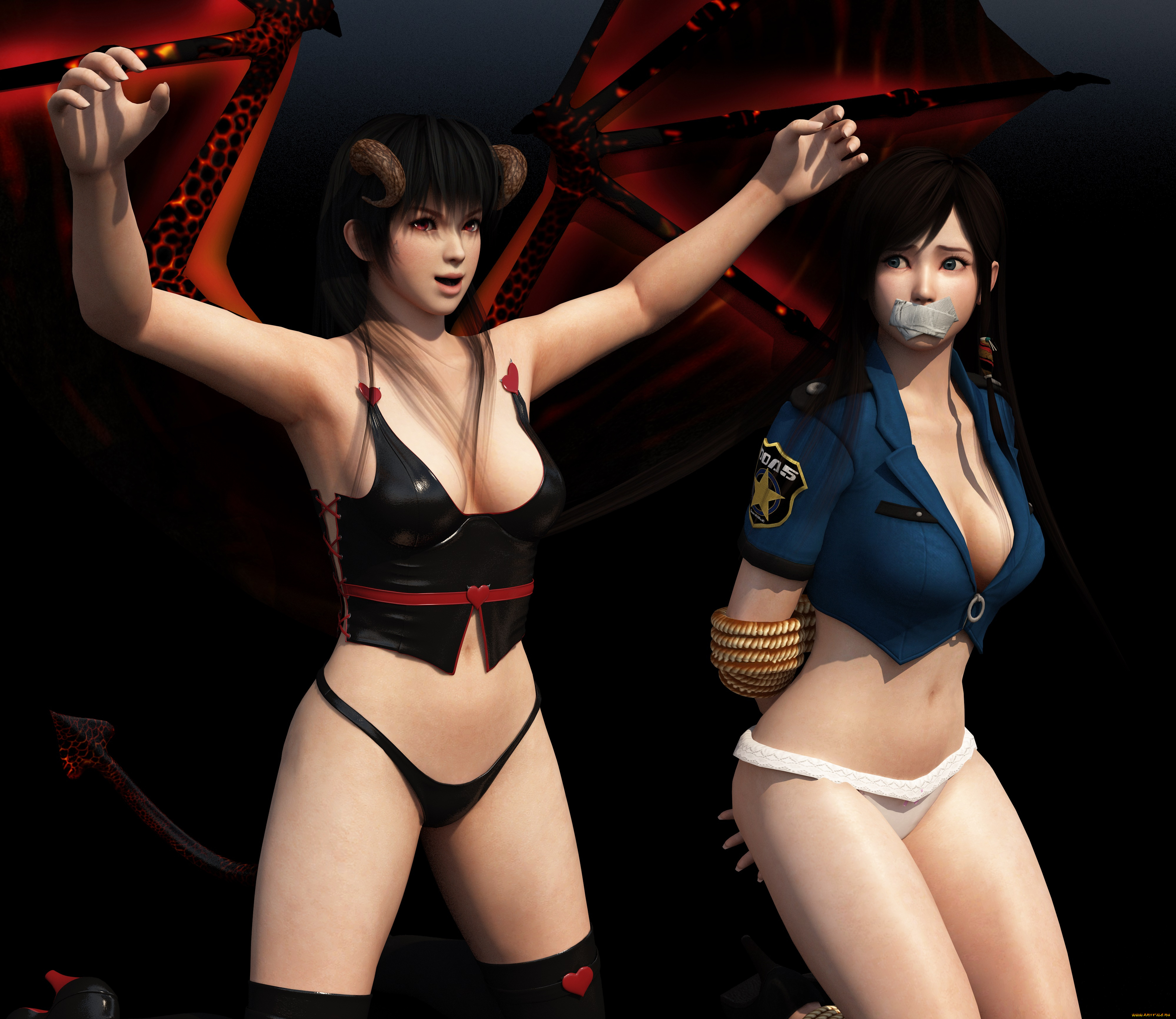 3д, графика, существа, , creatures, девушки, взгляд, фон