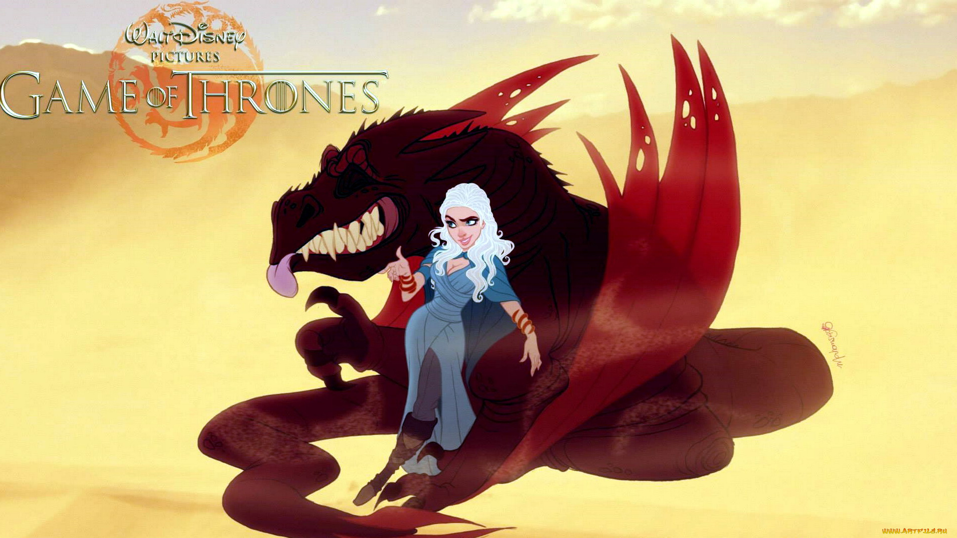 рисованное, кино, дракон, дейенерис