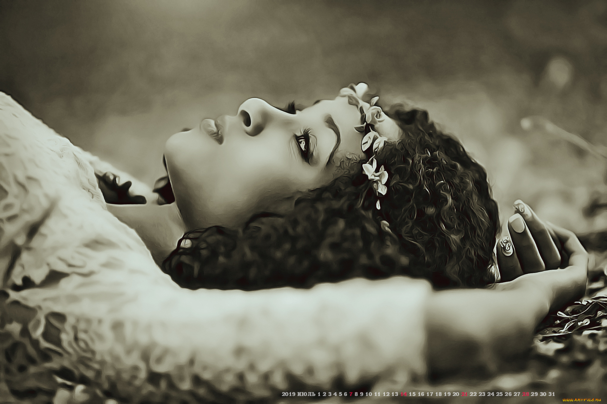 календари, компьютерный, дизайн, лицо, девушка, профиль, calendar, 2019, лежит, женщина