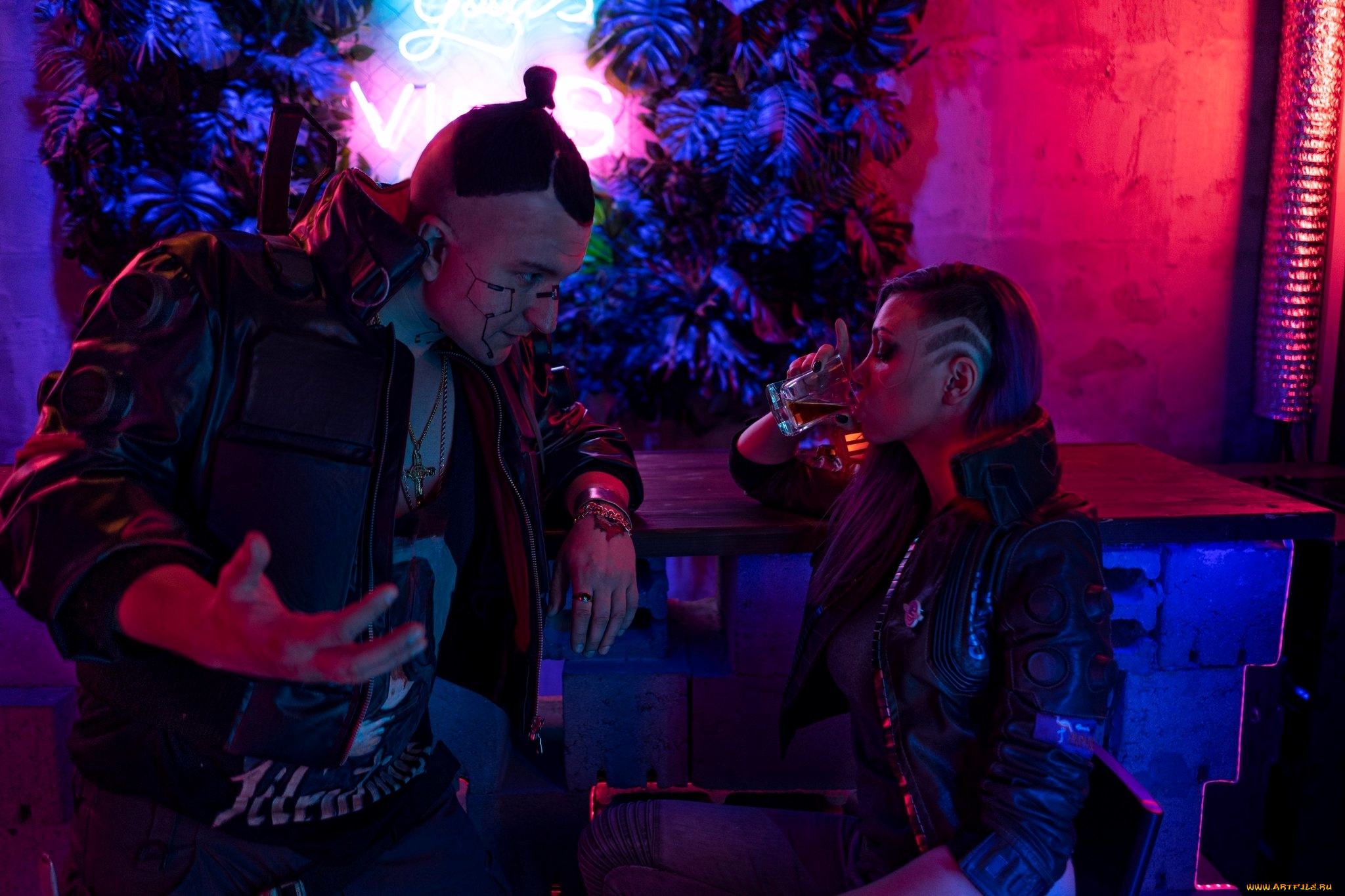 разное, cosplay, , косплей, парень, киберпанк, разговор, девушка