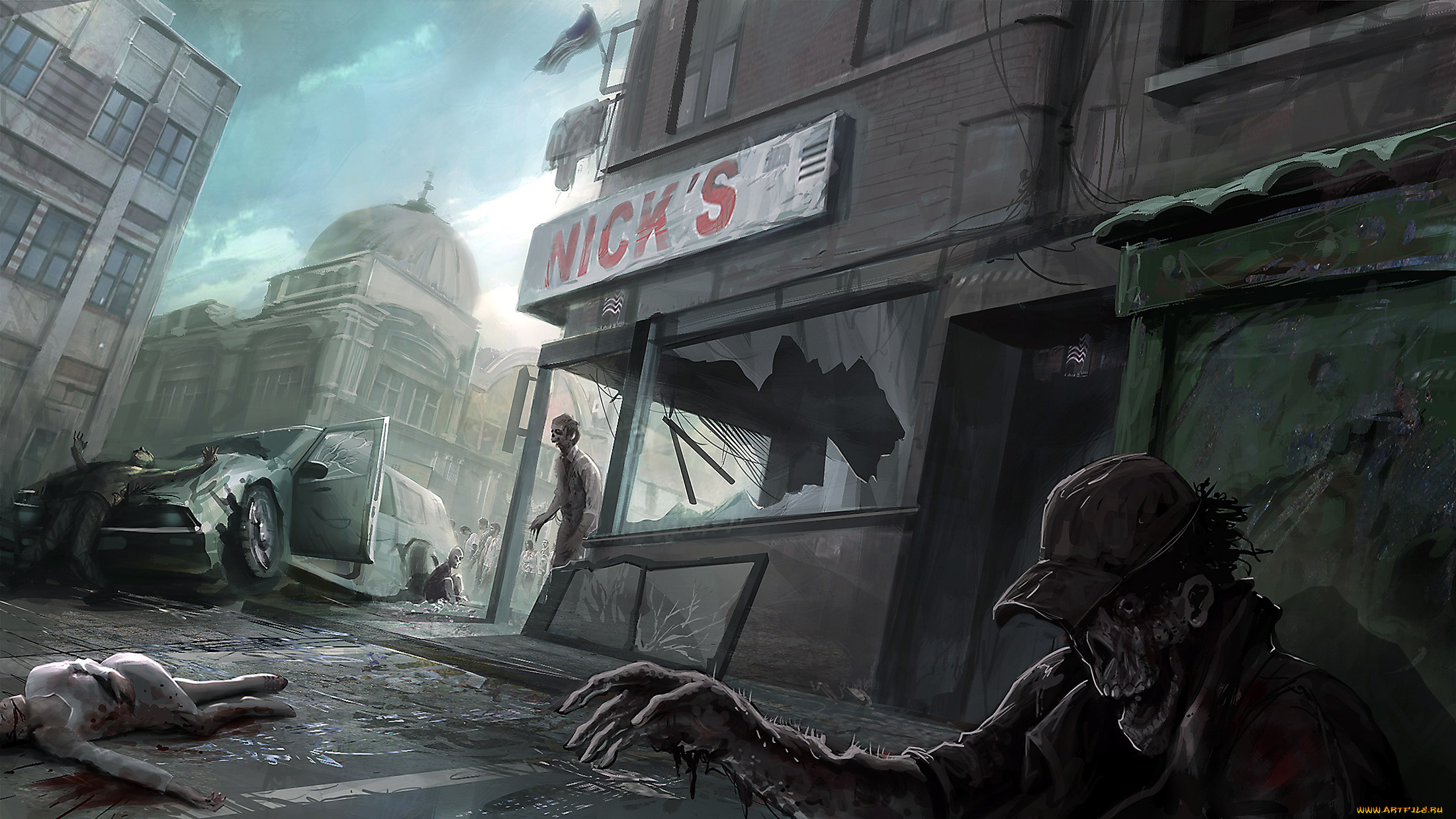 фэнтези, нежить, зомби, город, апокалипсис