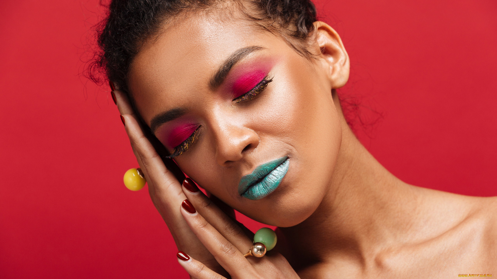 девушки, -, лица, , портреты, макияж