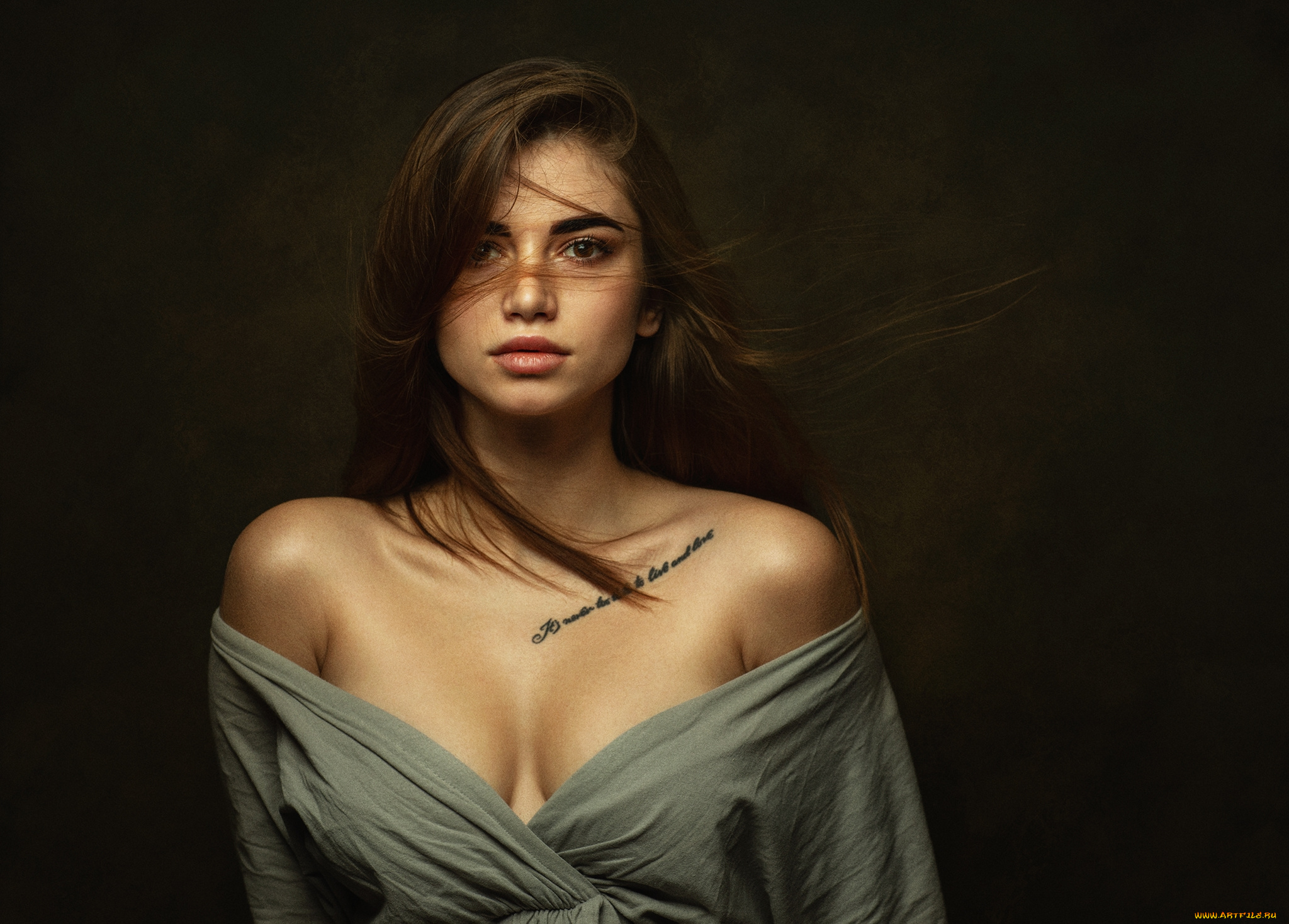 девушки, -, лица, , портреты, декольте, тату