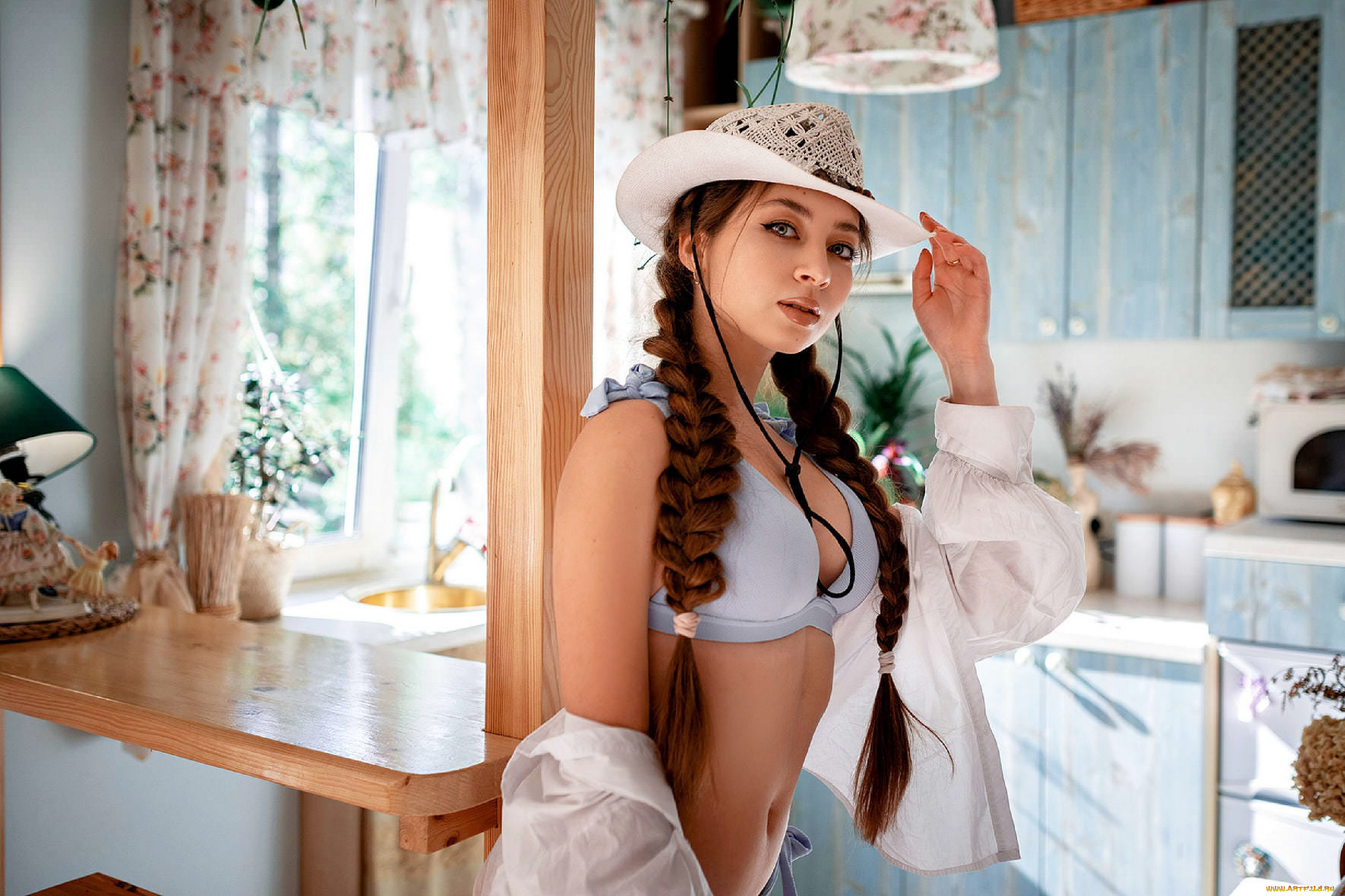 девушки, -, брюнетки, , шатенки, косы, шляпа