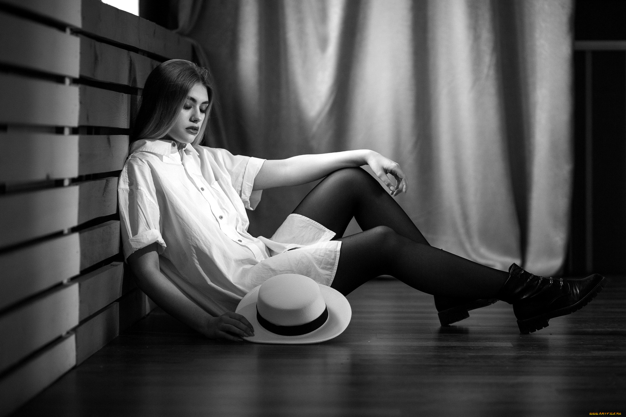 девушки, -, черно-белые, монохром