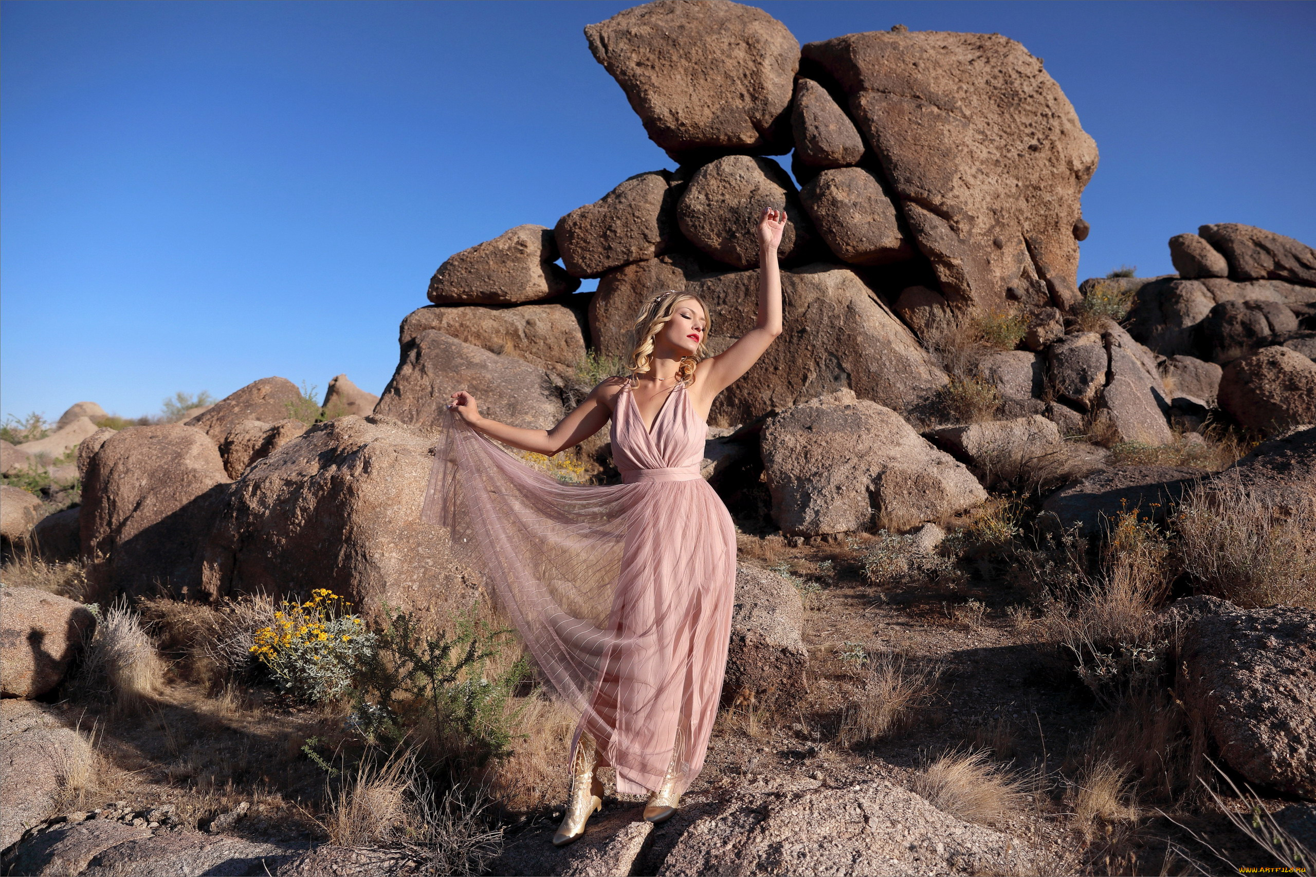 девушки, -, блондинки, , светловолосые, камни, блондинка, шелковое, платье