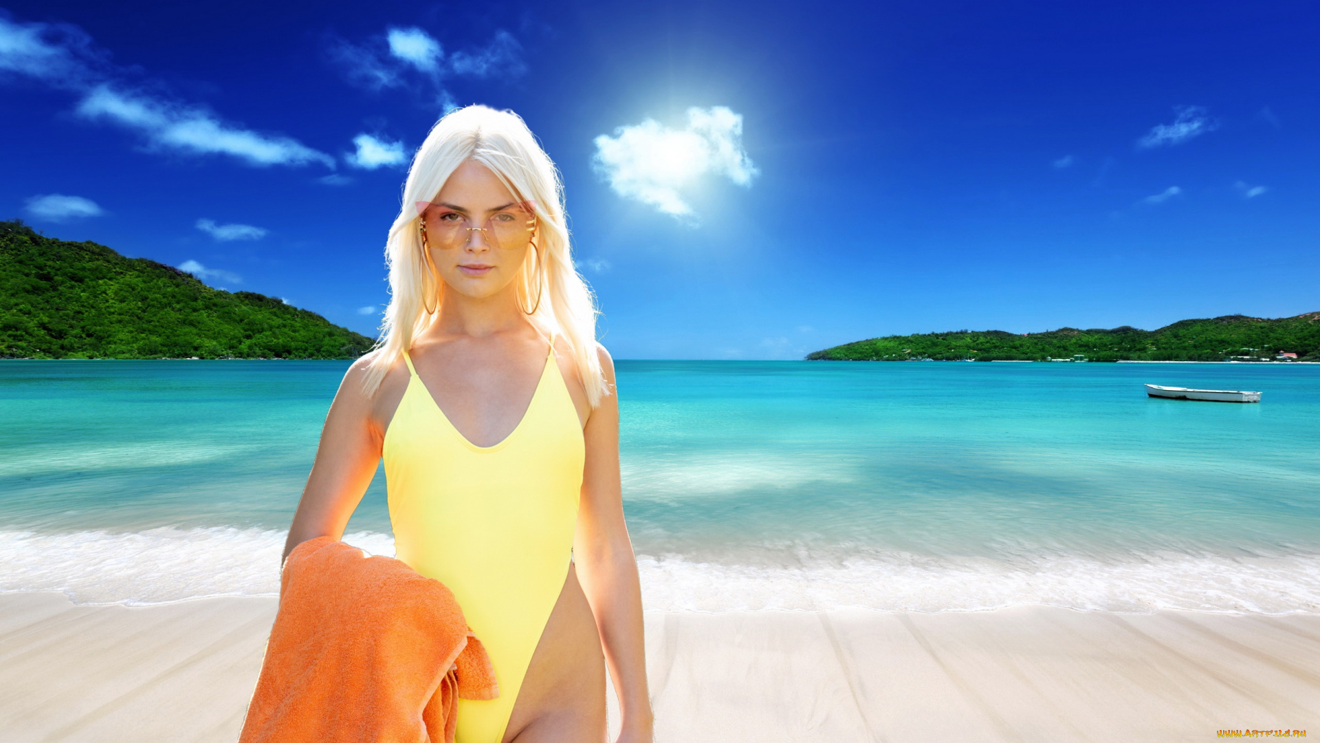 девушки, lika, star, блондинка, очки, серьги, купальник