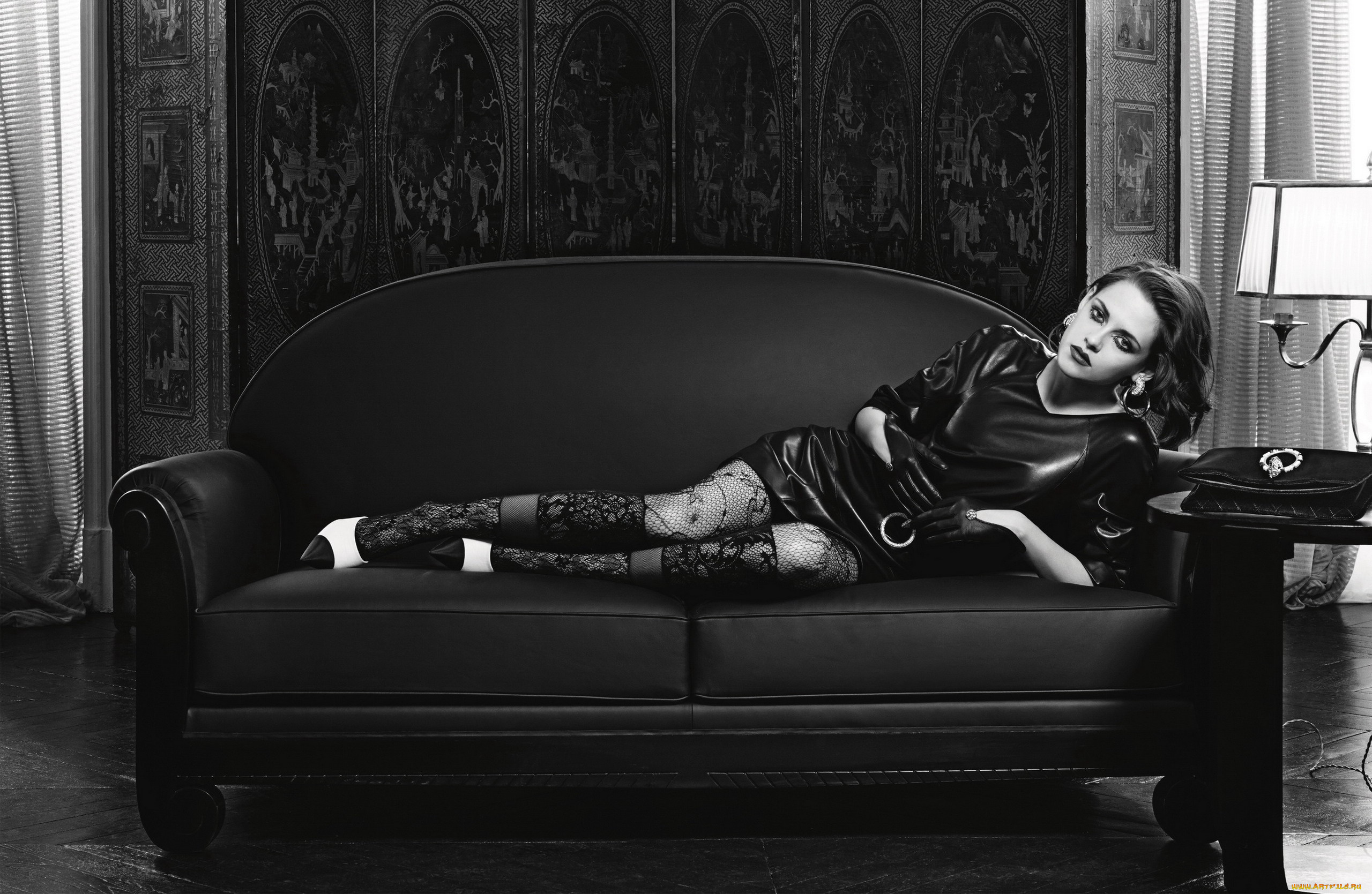 девушки, kristen, stewart, монохром