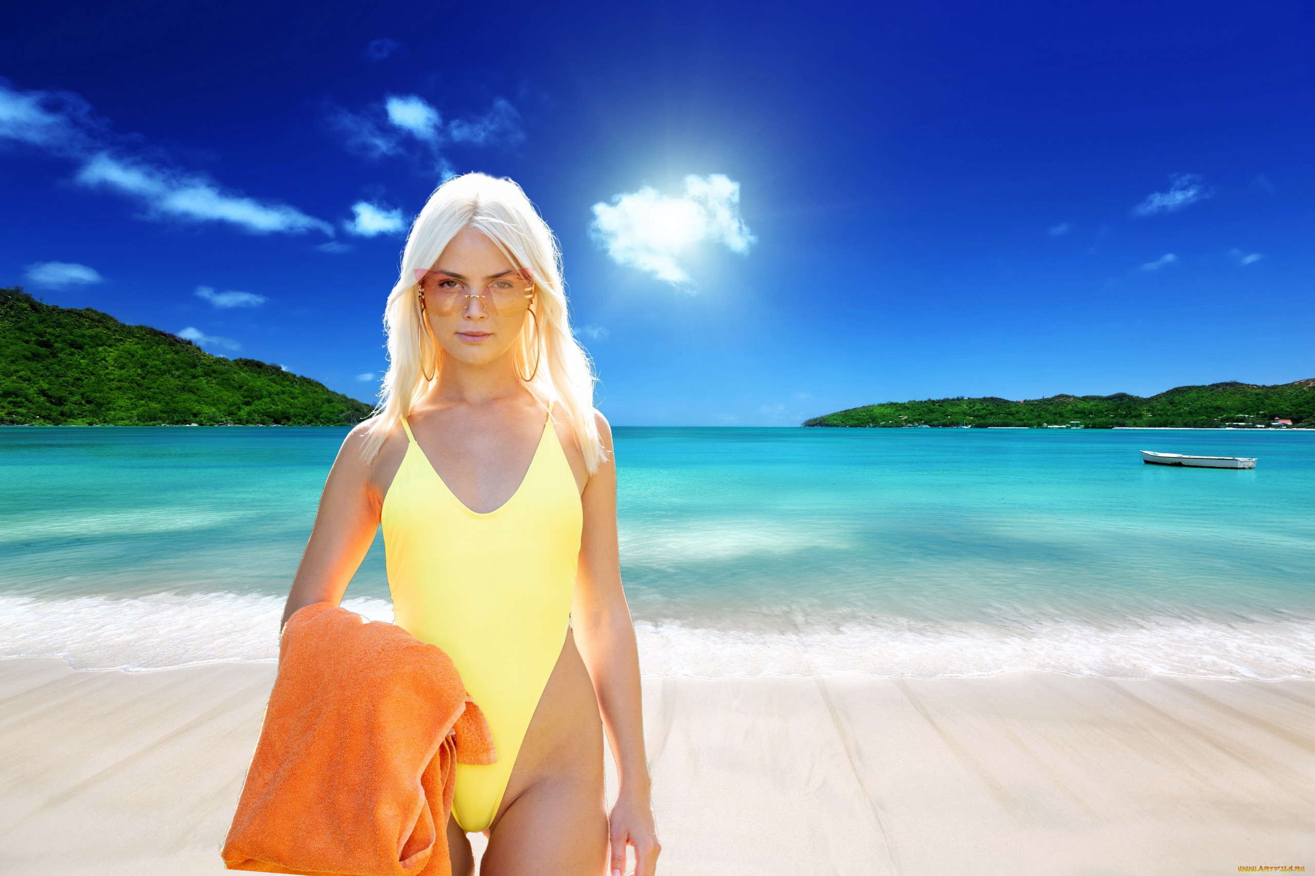 девушки, lika, star, блондинка, очки, серьги, купальник