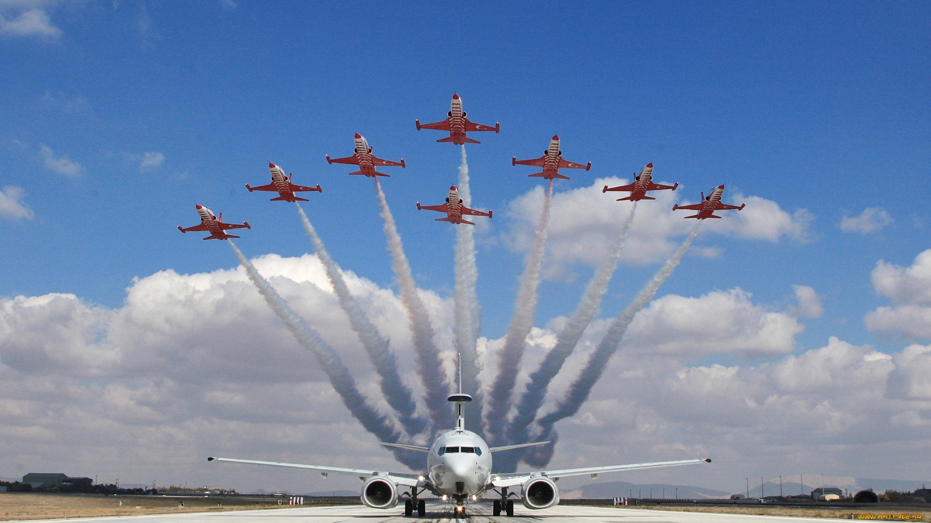 авиация, разные, вместе, turkish, stars, турецкая, демонстрационная, пилотажная, группа, ввс, турции, сanadair, сf5, cf116, freedom, fighter, турция