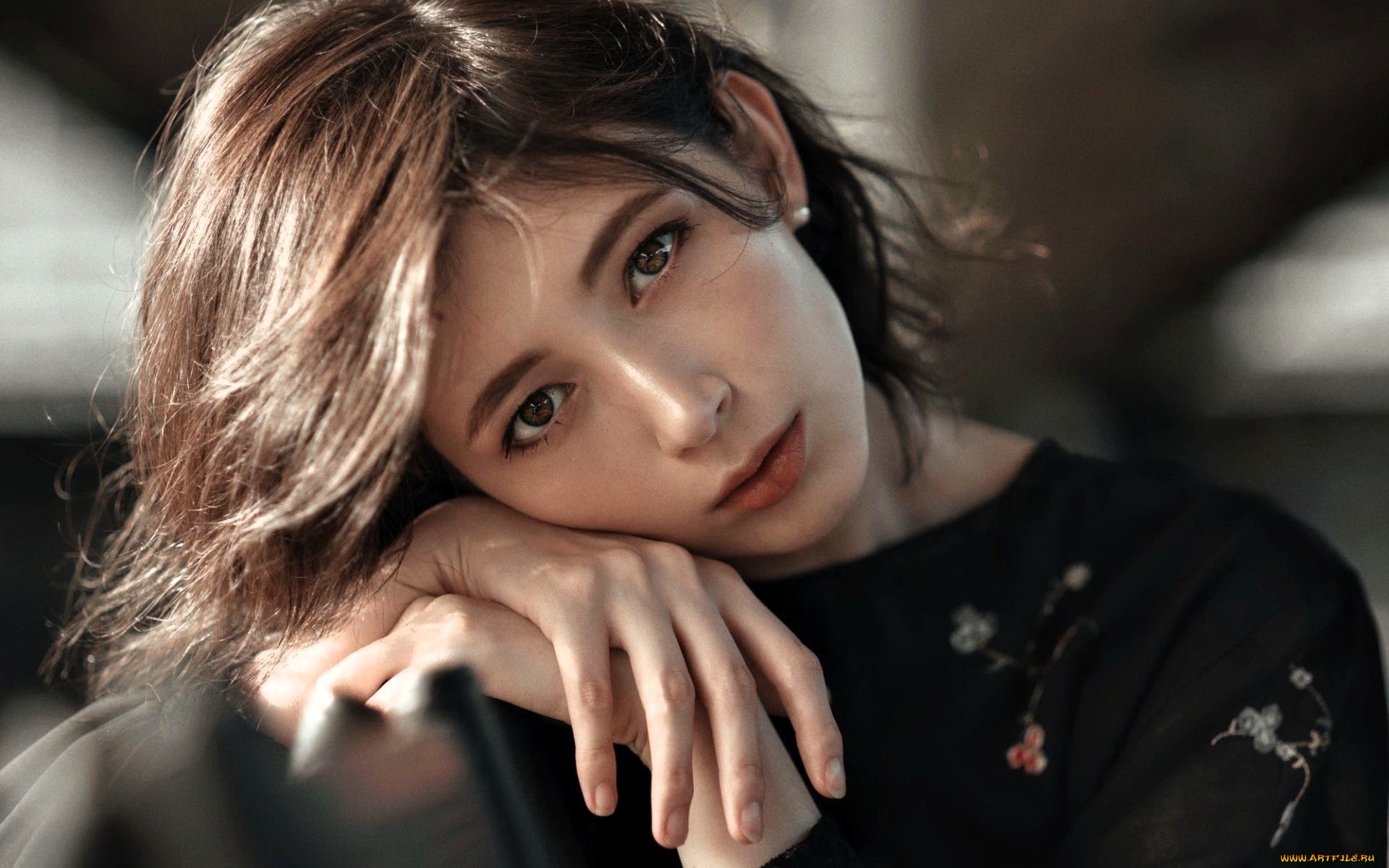 девушки, -, лица, , портреты, шатенка, лицо